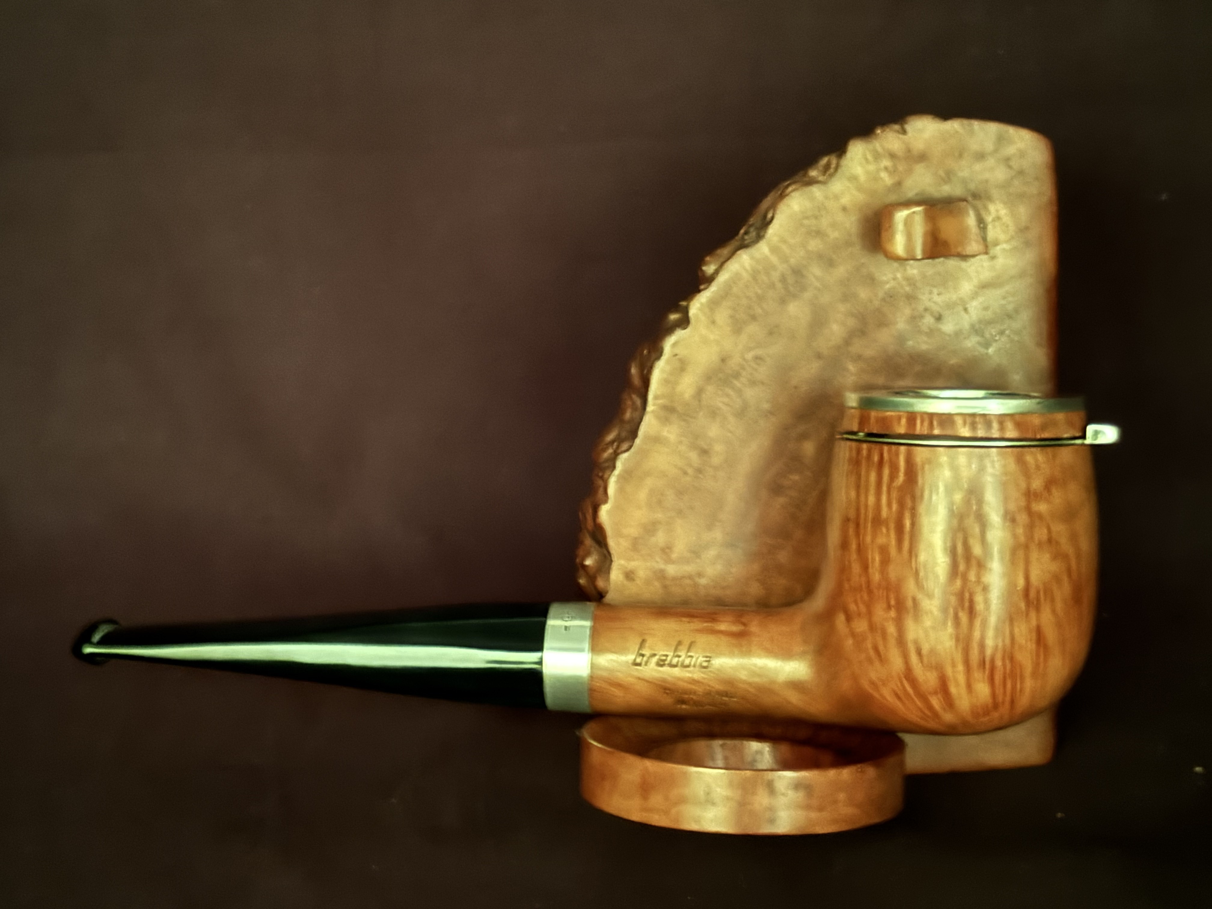 1996 Schneiderwind Jahrespfeife Brebbia Pura Straight Billiard Silver Wind Cap Unsmoked 4