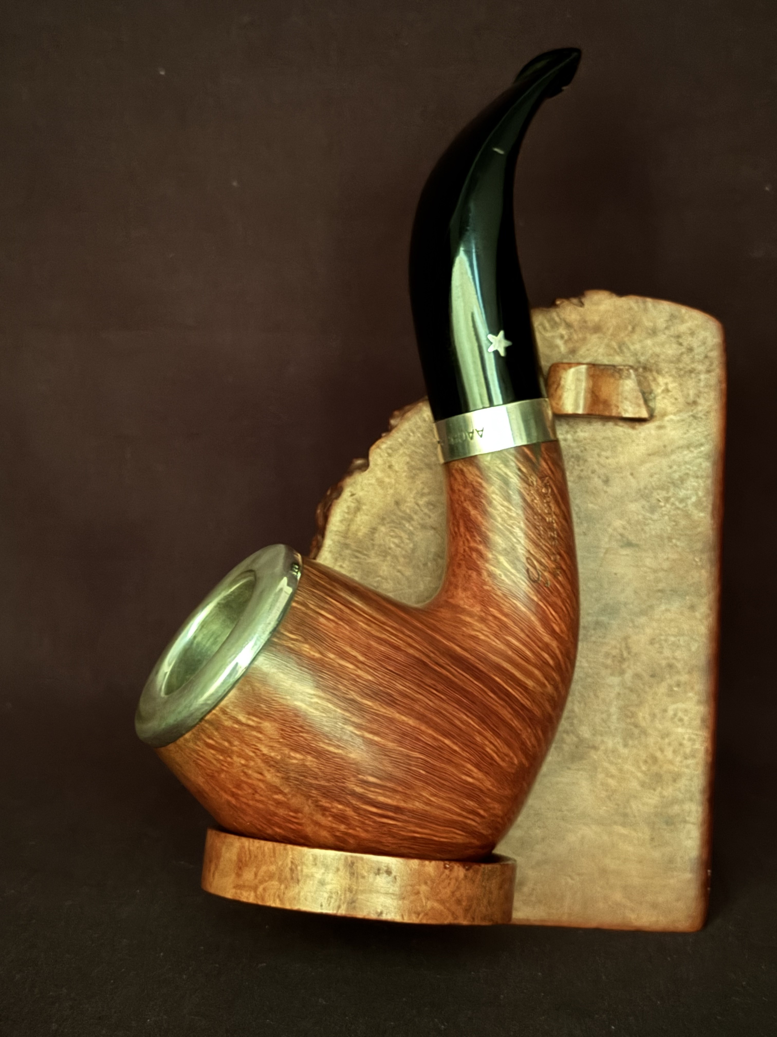 1997 Schneiderwind Jahrespfeife Brebbia Pura Bent Billiard Sterling Silver Cap Unsmoked 2