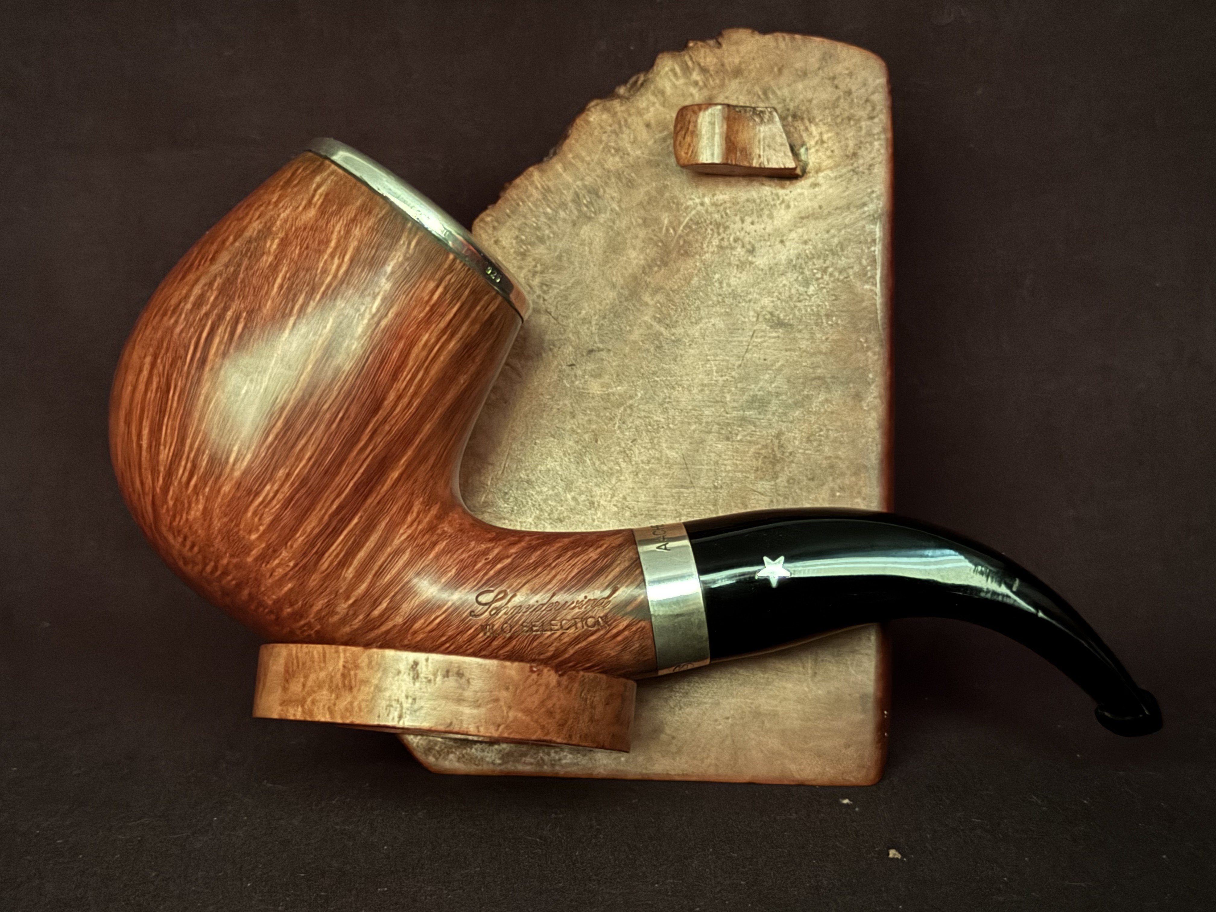 1997 Schneiderwind Jahrespfeife Brebbia Pura Bent Billiard Sterling Silver Cap Unsmoked 3