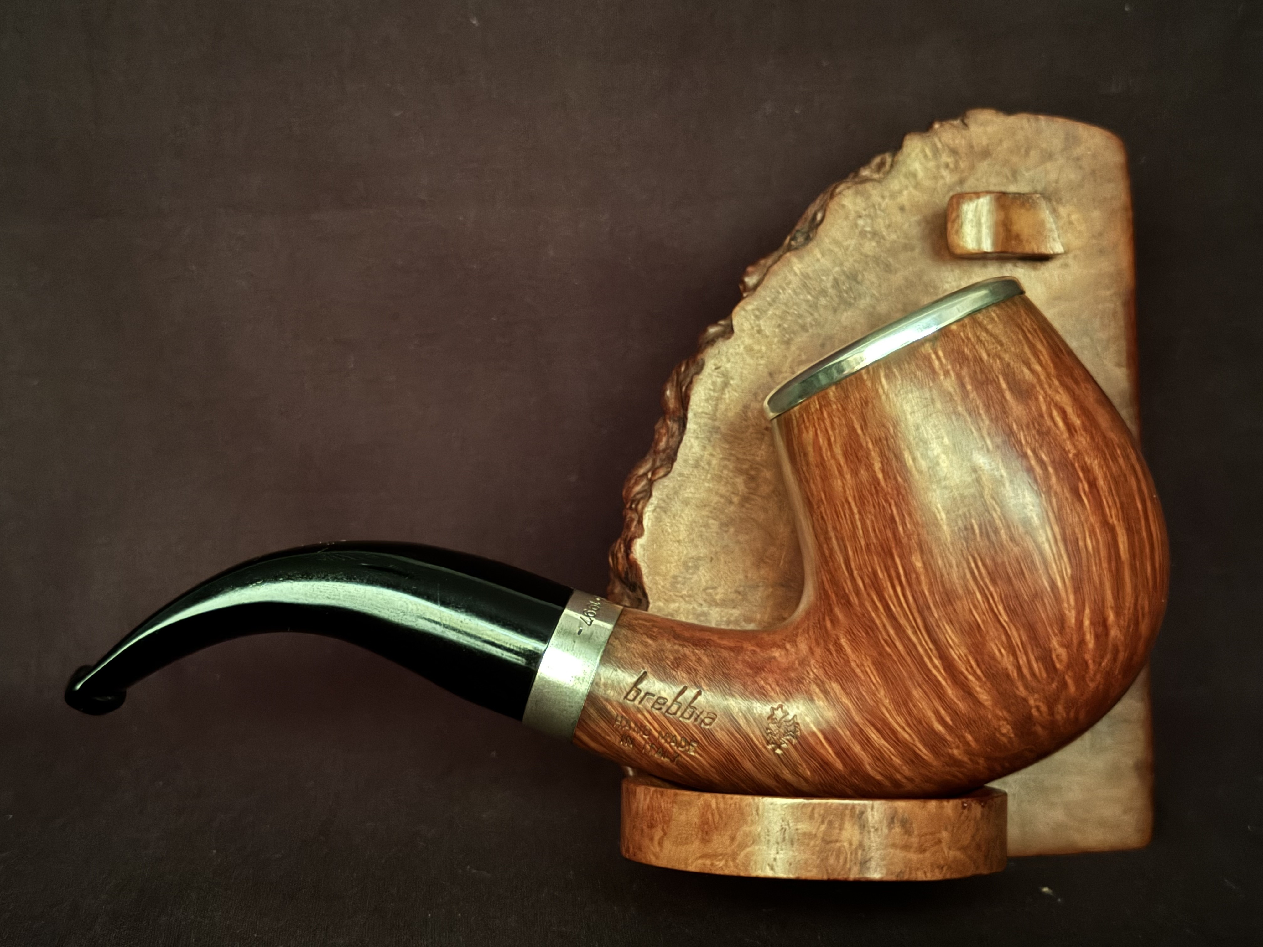 1997 Schneiderwind Jahrespfeife Brebbia Pura Bent Billiard Sterling Silver Cap Unsmoked 5
