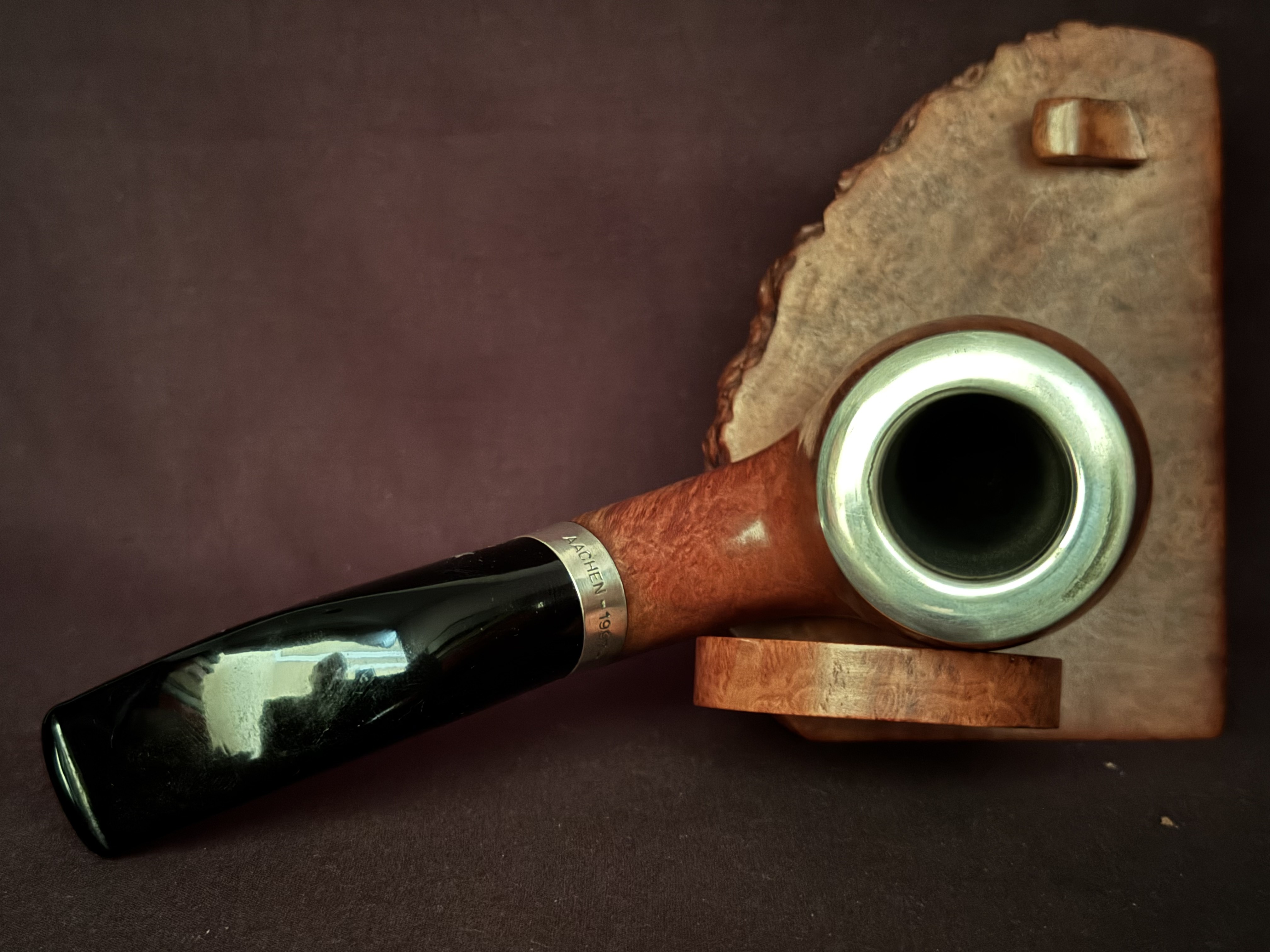 1997 Schneiderwind Jahrespfeife Brebbia Pura Bent Billiard Sterling Silver Cap Unsmoked 6