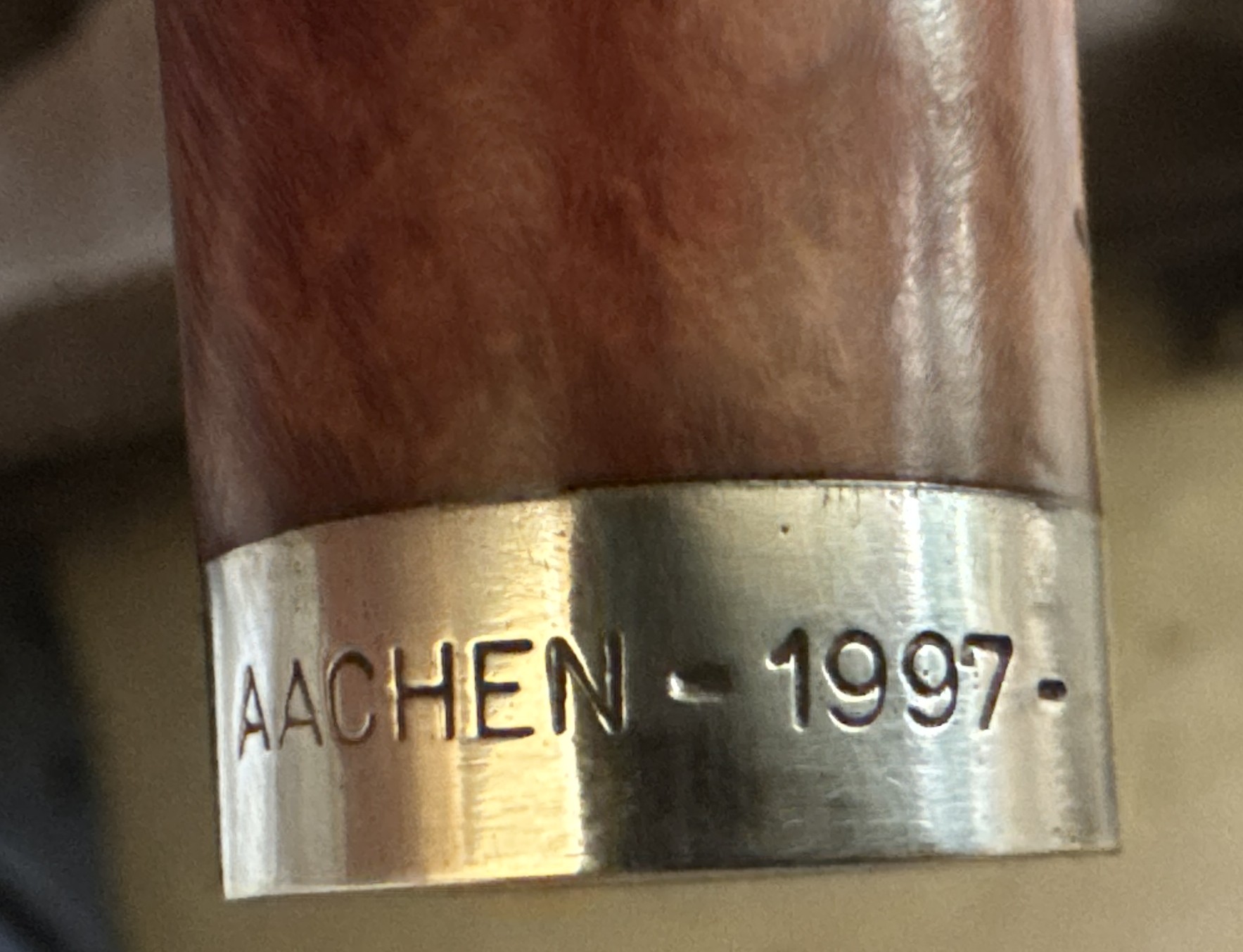 1997 Schneiderwind Jahrespfeife Brebbia Pura Bent Billiard Sterling Silver Cap Unsmoked 12
