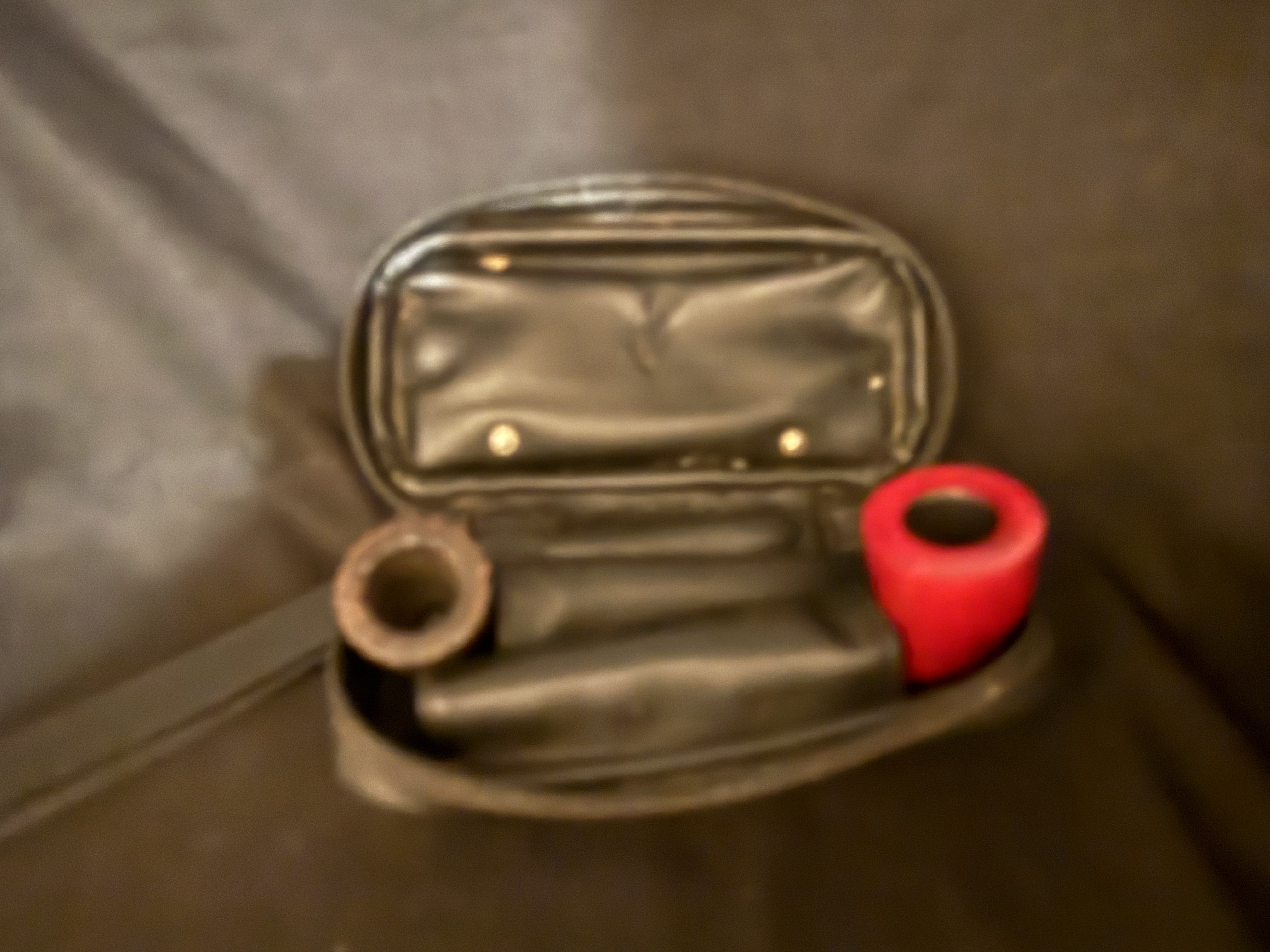 Black and Orange Leather Pipe Bag for 2 Pipes, Zip Case, Outside Pockets 2