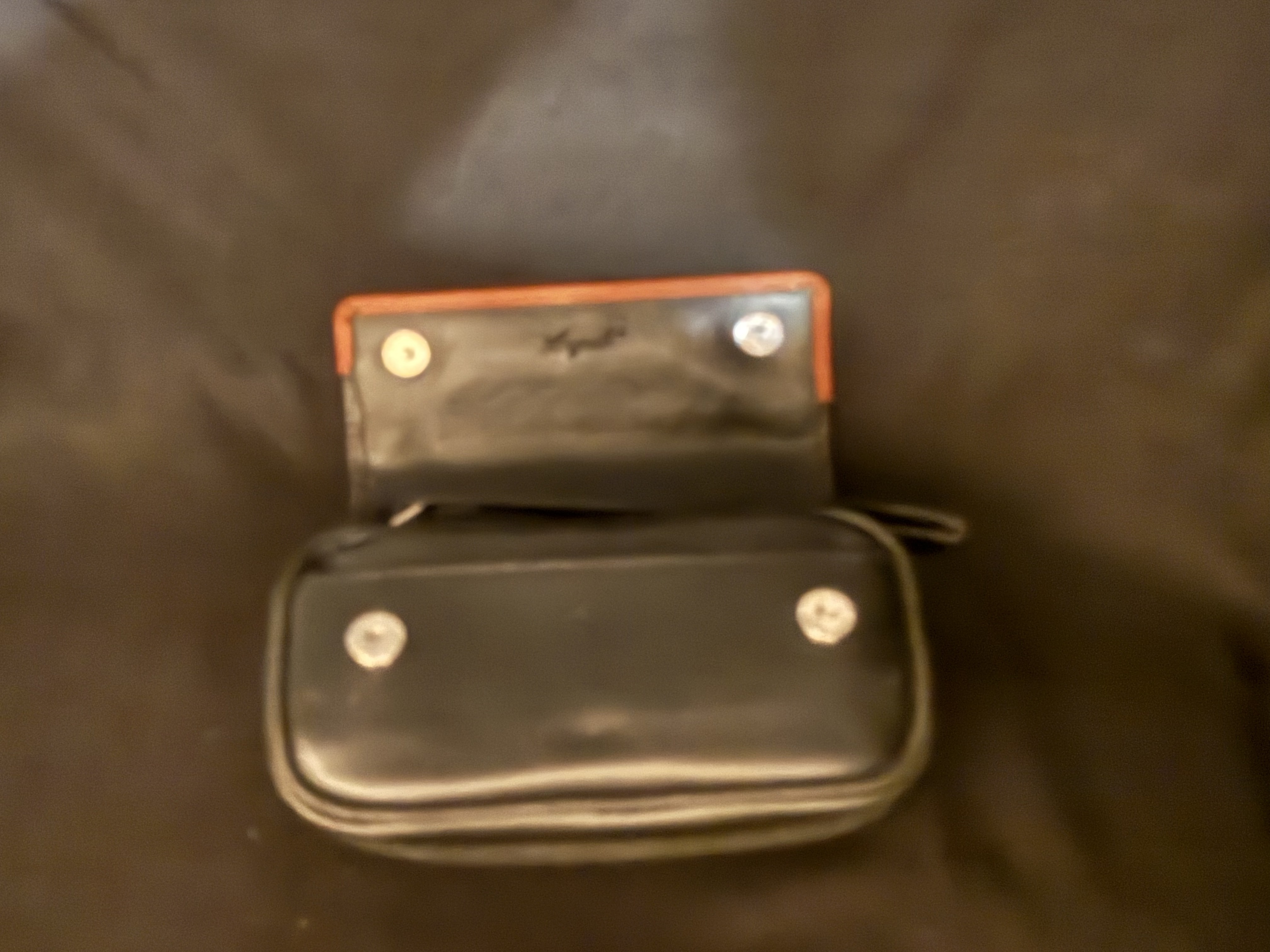 Black and Orange Leather Pipe Bag for 2 Pipes, Zip Case, Outside Pockets 4