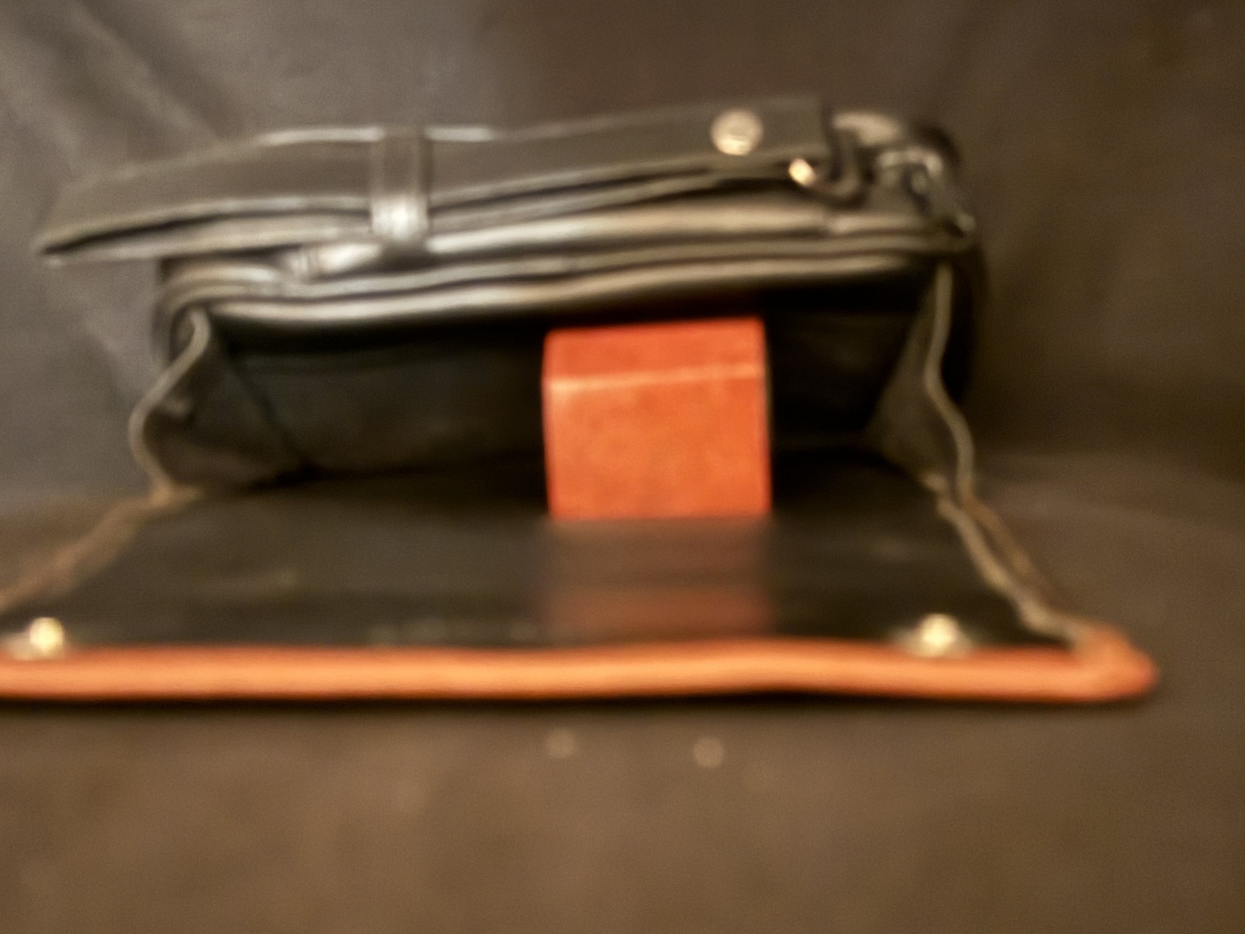 Black and Orange Leather Pipe Bag for 2 Pipes, Zip Case, Outside Pockets 5