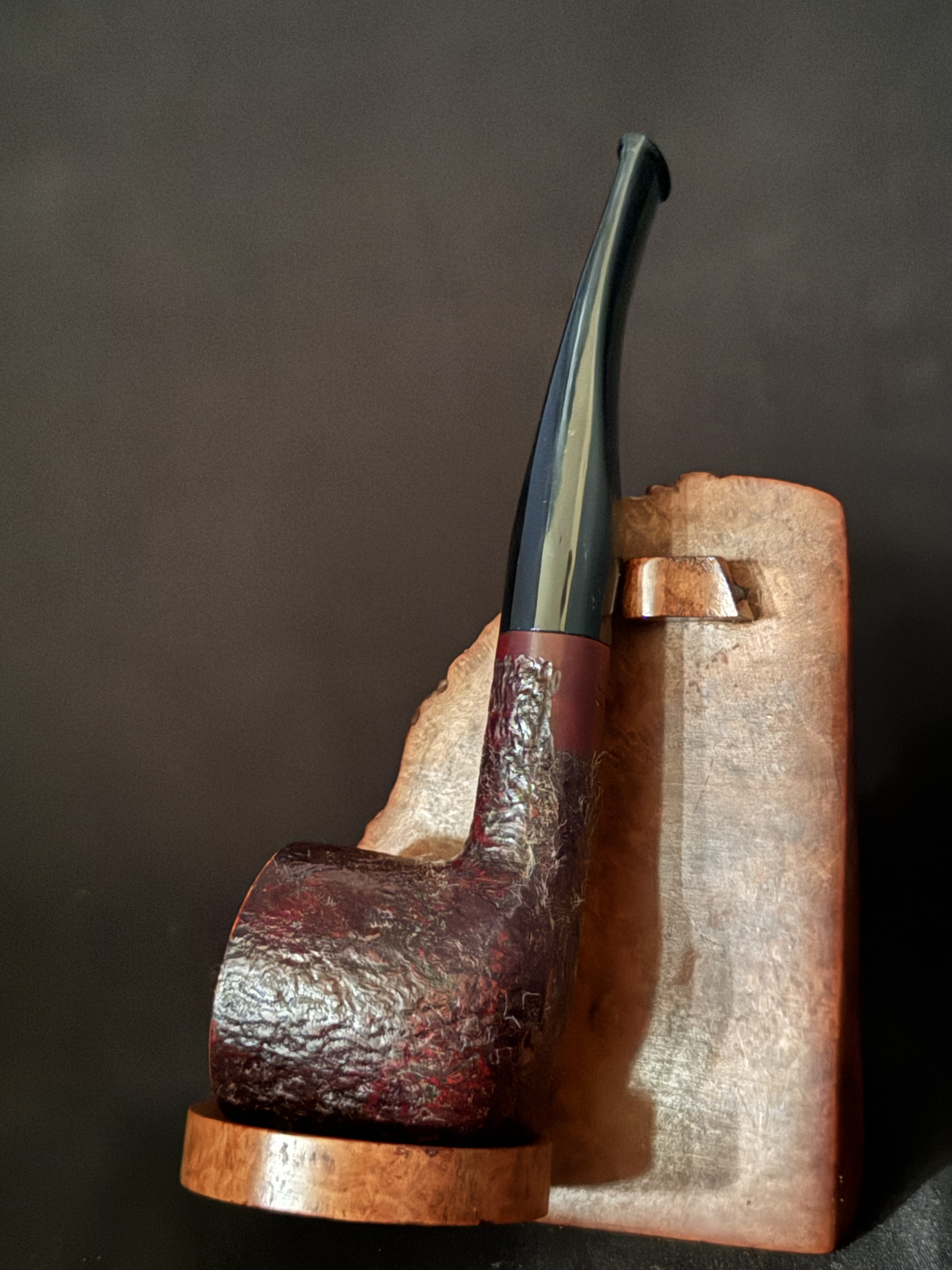 JB Unsmoked Reddish Sandblast Pot Pipe - Acrylic Stem, 9mm Filter
