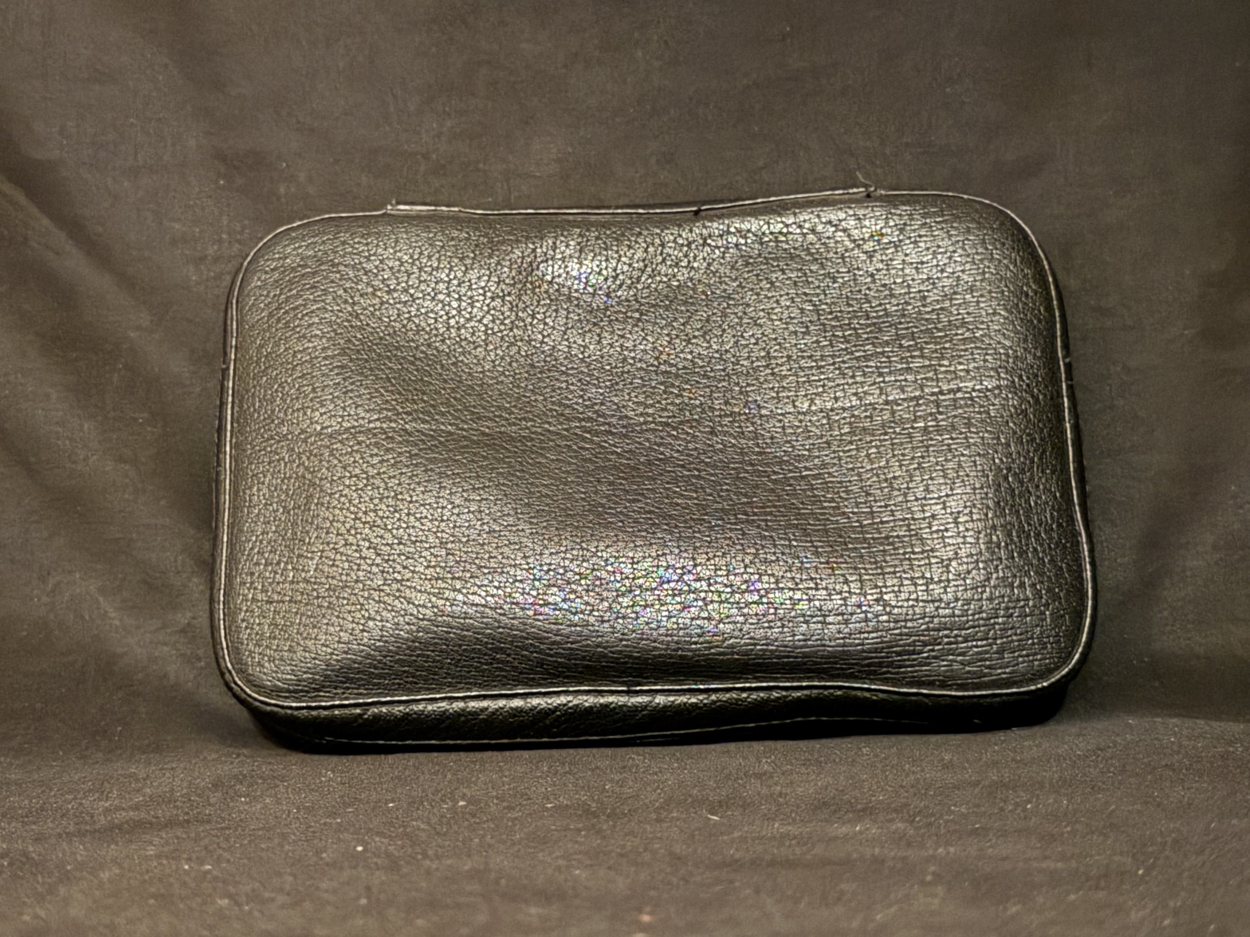 Black Textured Leather Pipe Bag for 4 Pipes, Zip Case, Tobacco Tin Slot 3