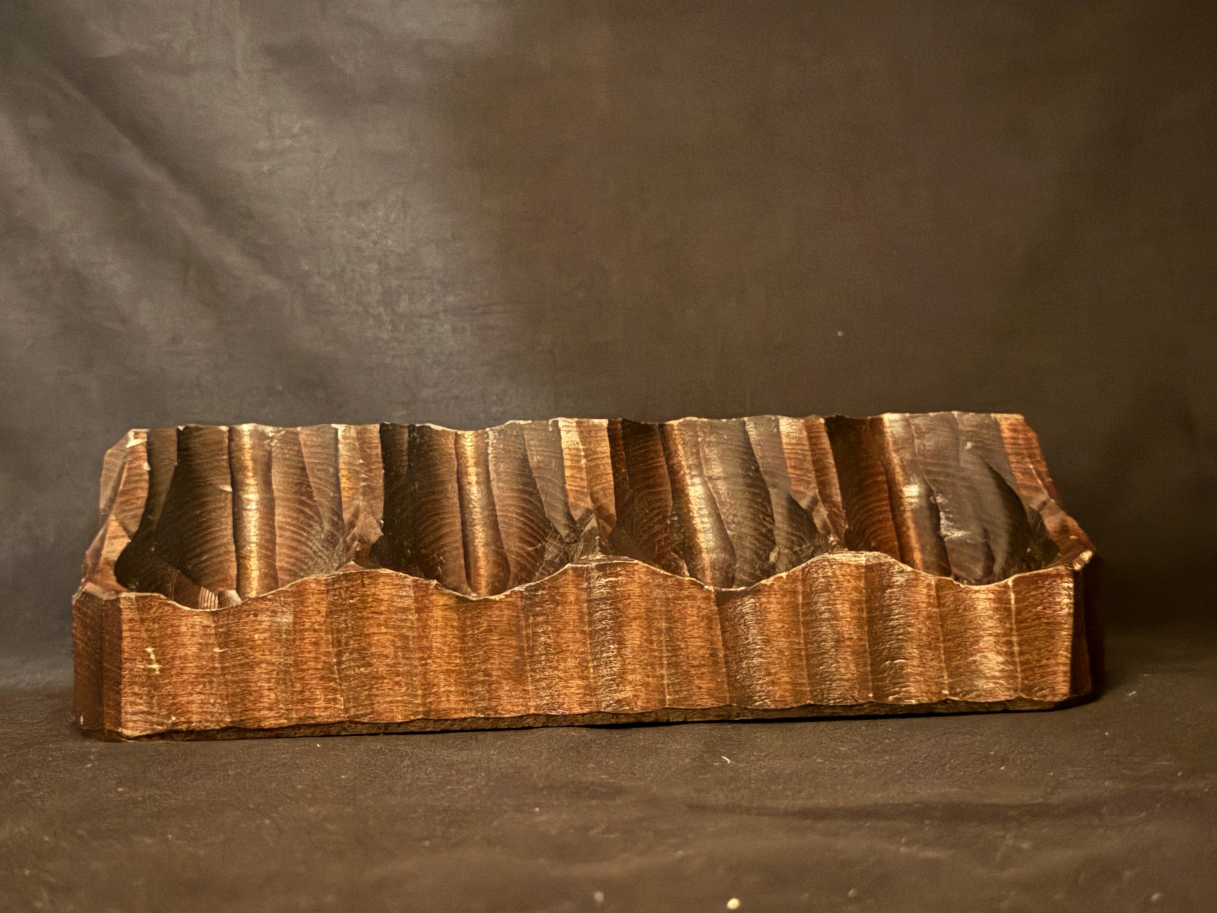 Carved One-Piece Wooden Pipe Stand for 4 Pipes, Pre-Owned 3