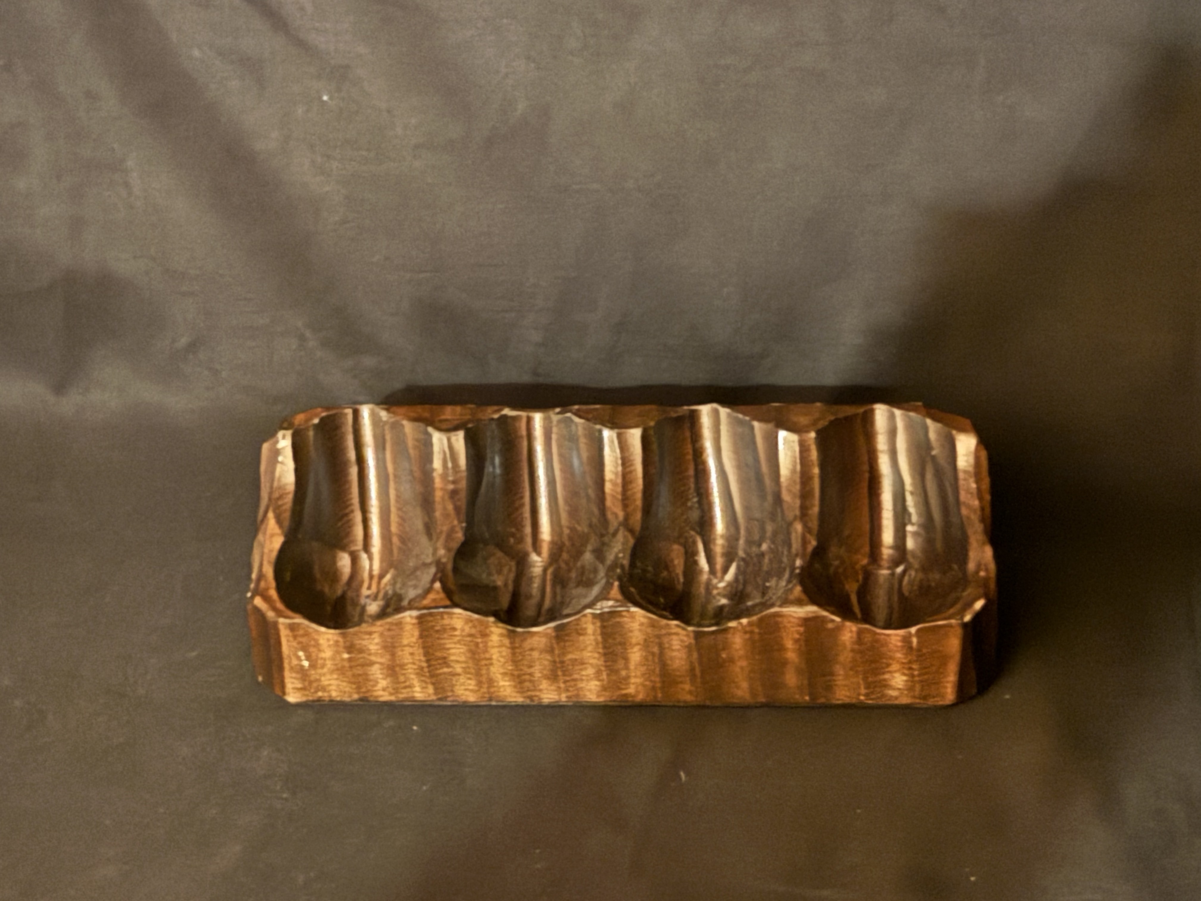 Carved One-Piece Wooden Pipe Stand for 4 Pipes, Pre-Owned 4