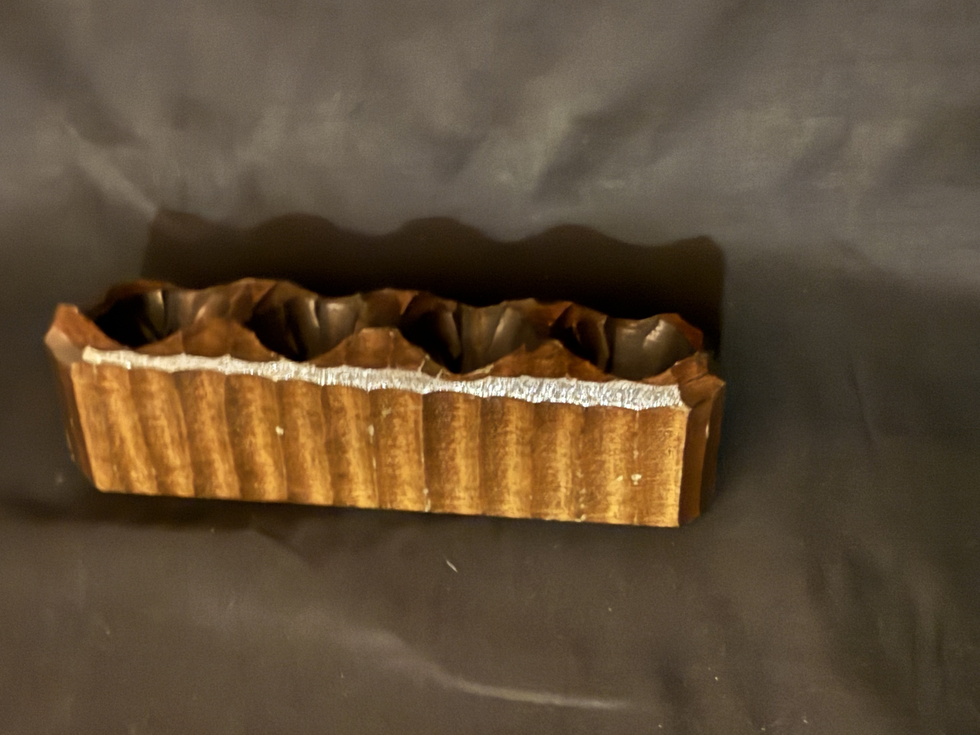 Carved One-Piece Wooden Pipe Stand for 4 Pipes, Pre-Owned 5