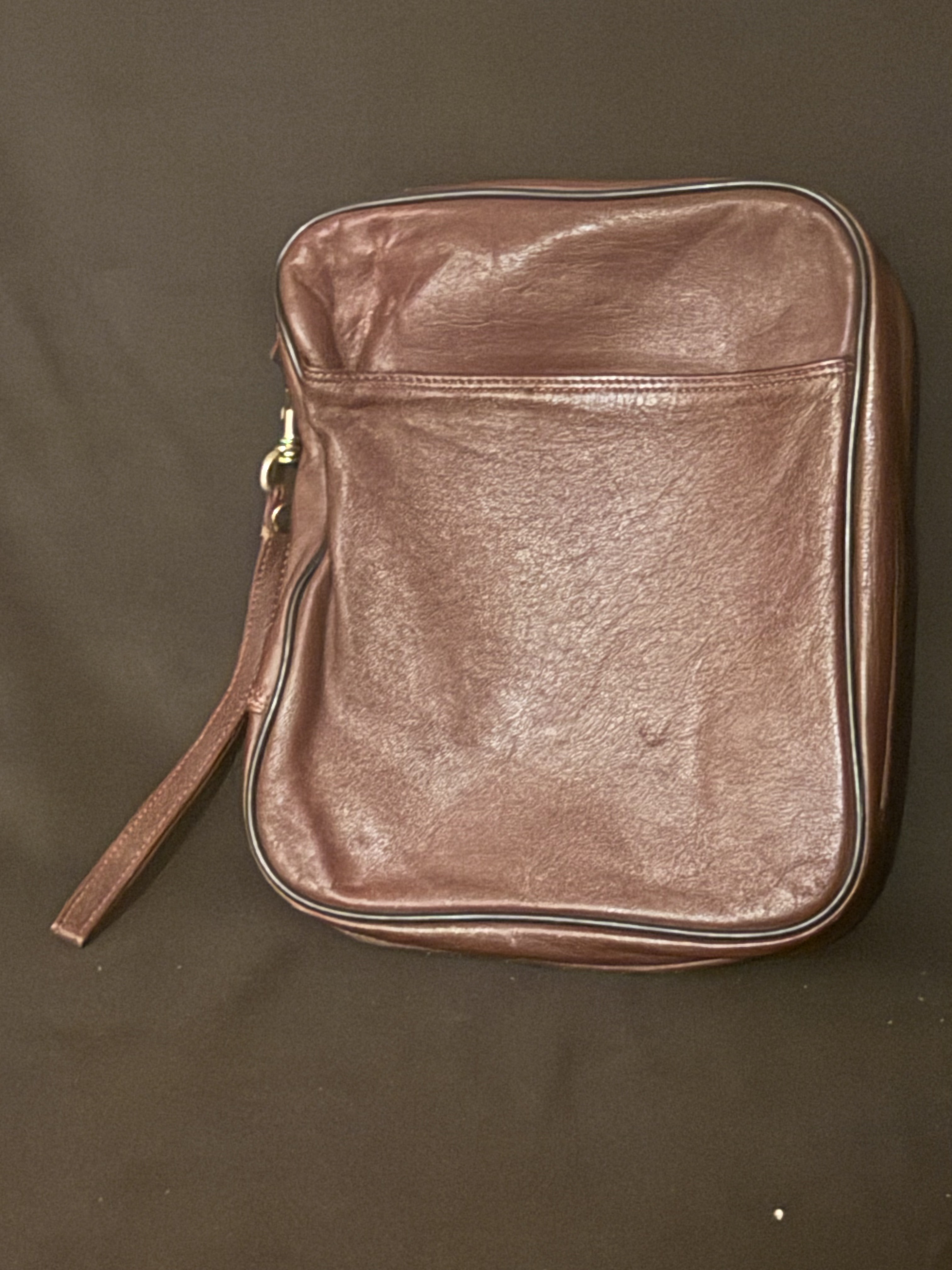 Red Leather Pipe Bag for 7 Pipes, Tampers, Cleaning Tools and Tobacco Tin, Pre-Owned 3