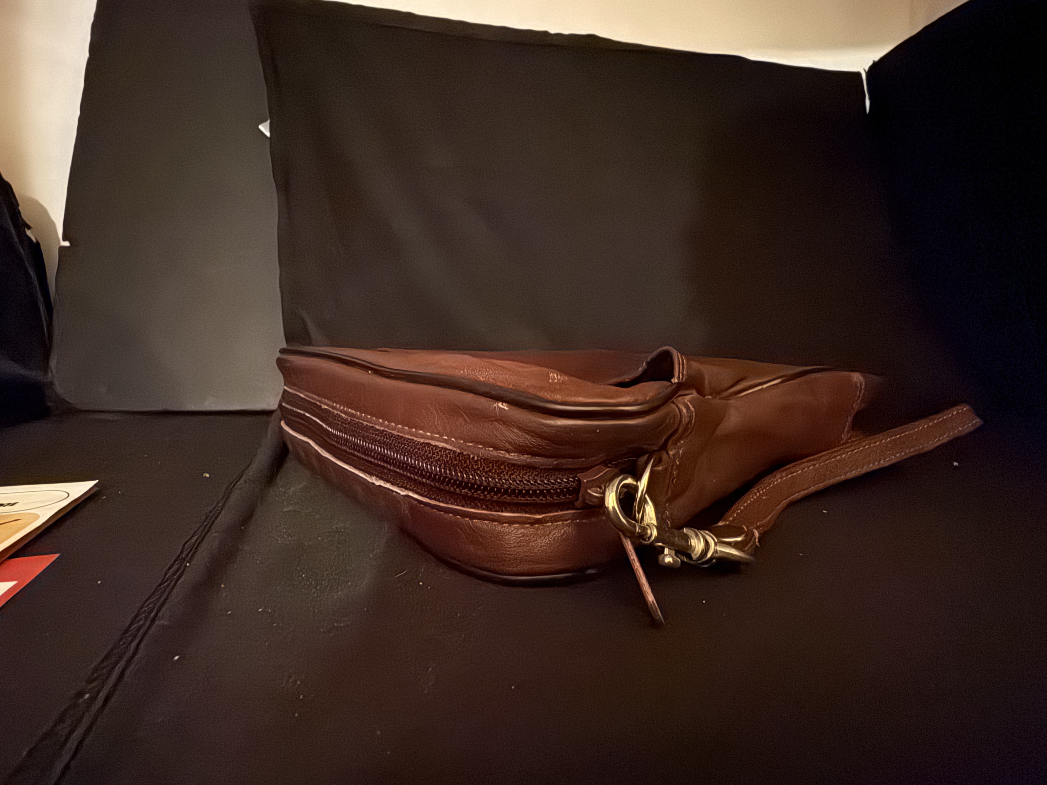 Red Leather Pipe Bag for 7 Pipes, Tampers, Cleaning Tools and Tobacco Tin, Pre-Owned 6