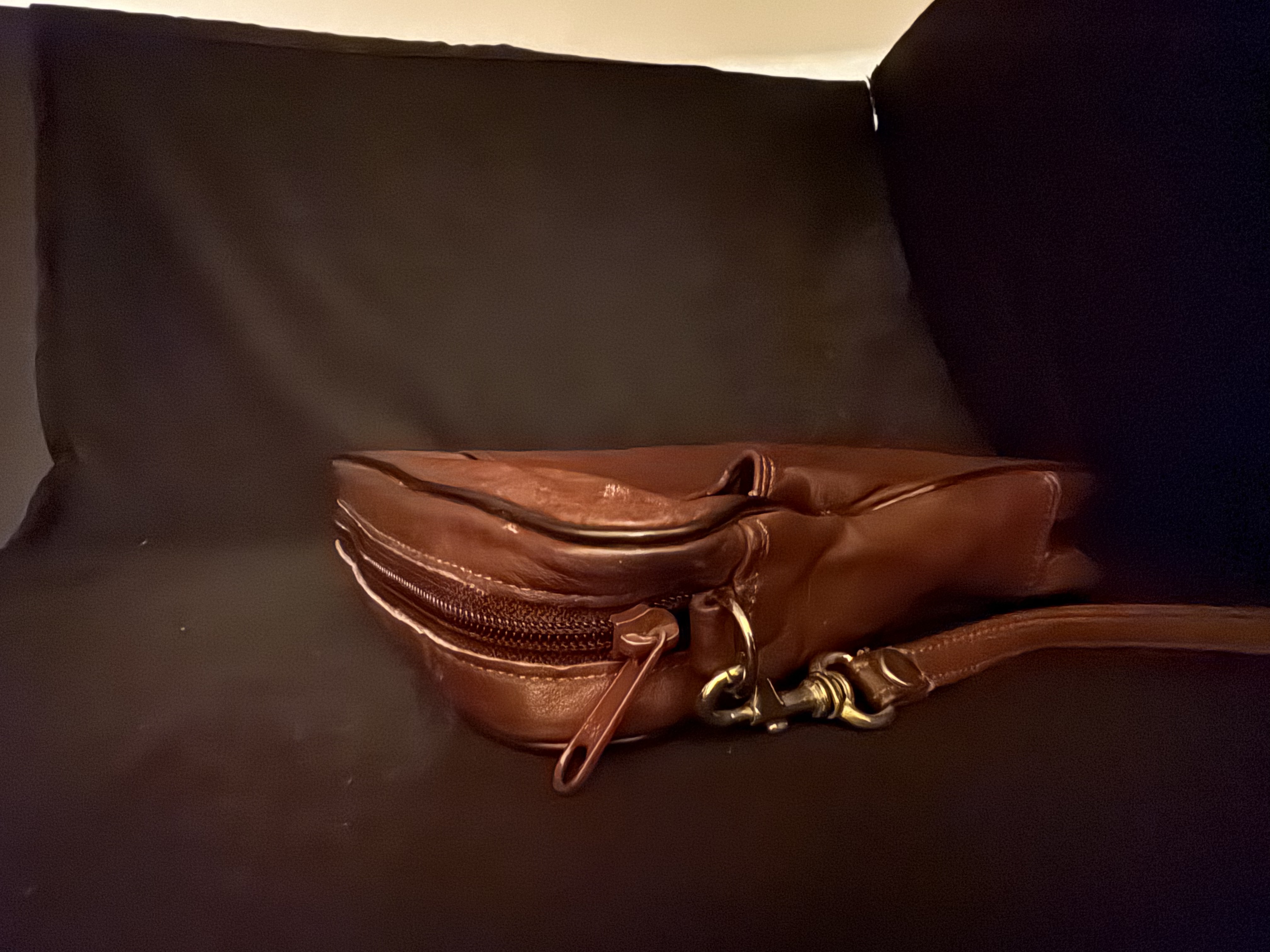 Red Leather Pipe Bag for 7 Pipes, Tampers, Cleaning Tools and Tobacco Tin, Pre-Owned 7