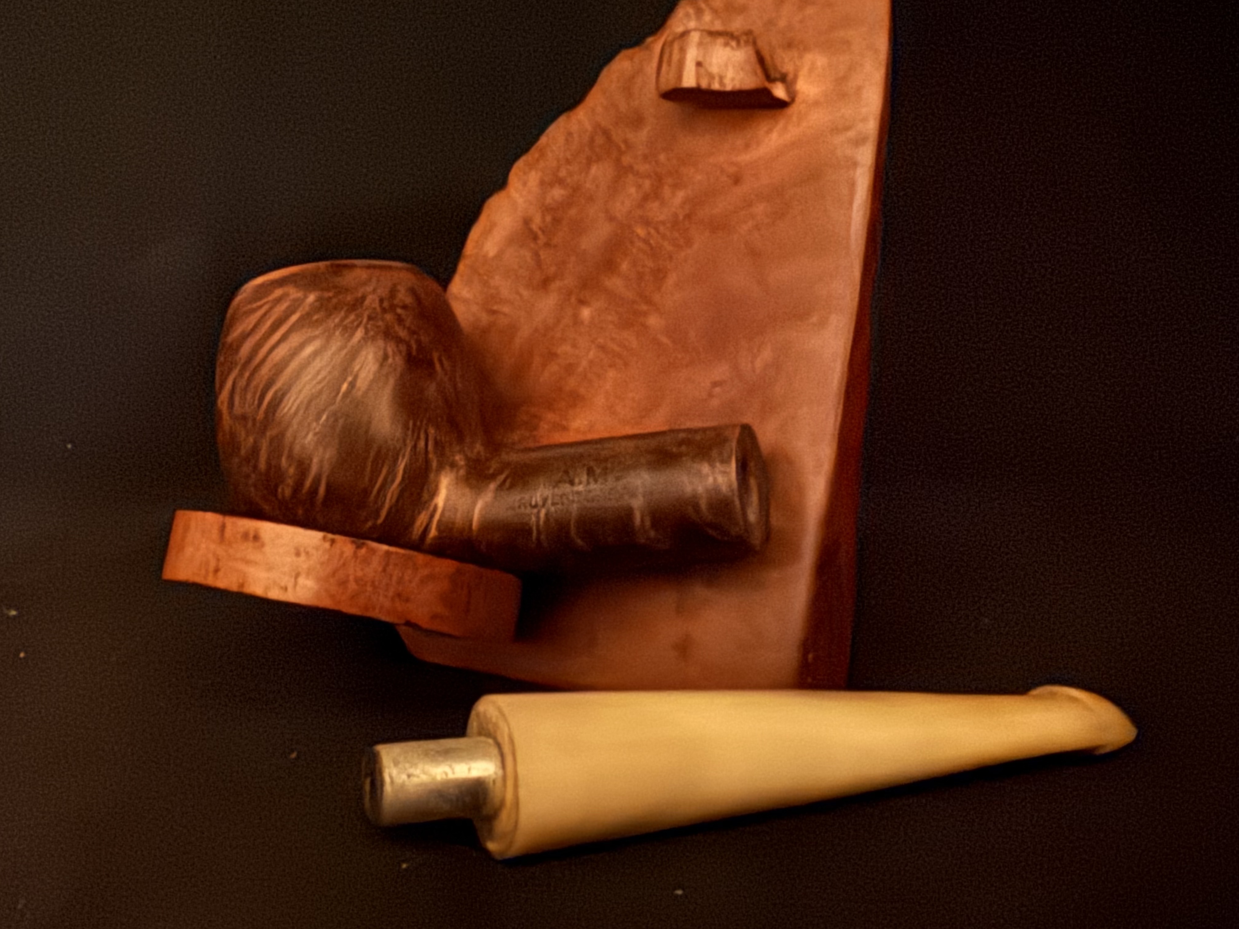 A.M. Bruyere Garantie Smooth Straight Estate Pipe, Light Stem, Vertical Grain 10