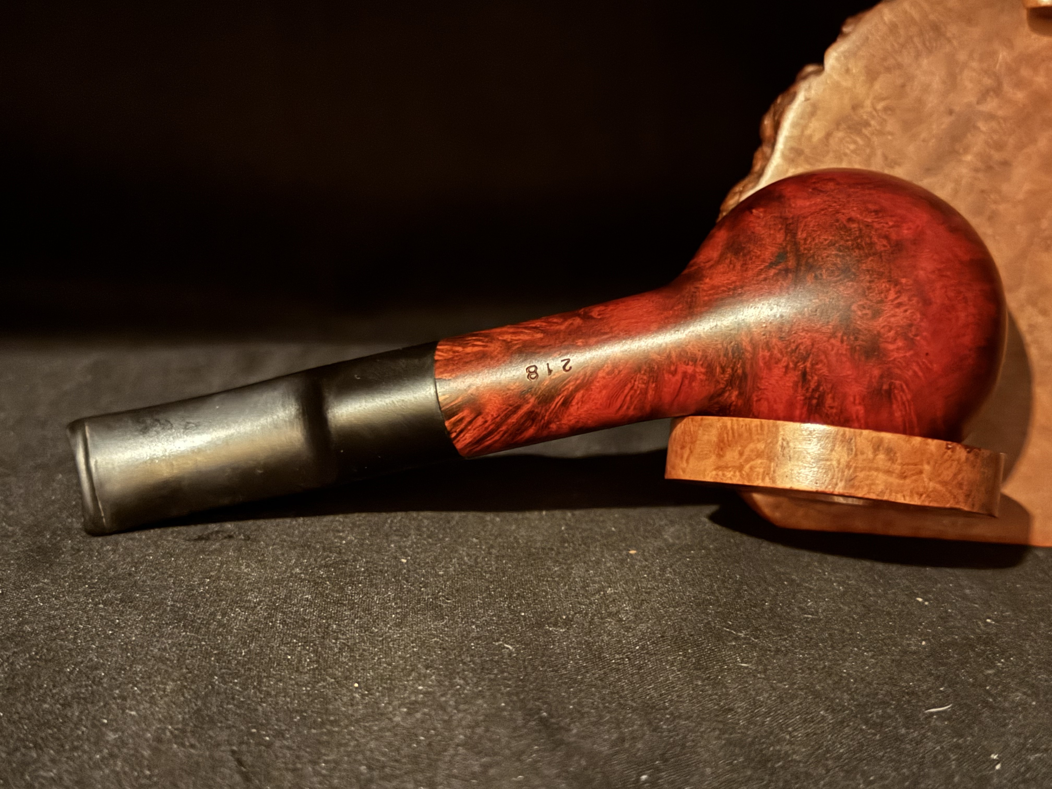 Denicotea Adsorba 218 Rhodesian Smooth Briar Estate Pipe - Vulcanite Saddle 9mm Filter Fishtail Stem, Unsmoked 5