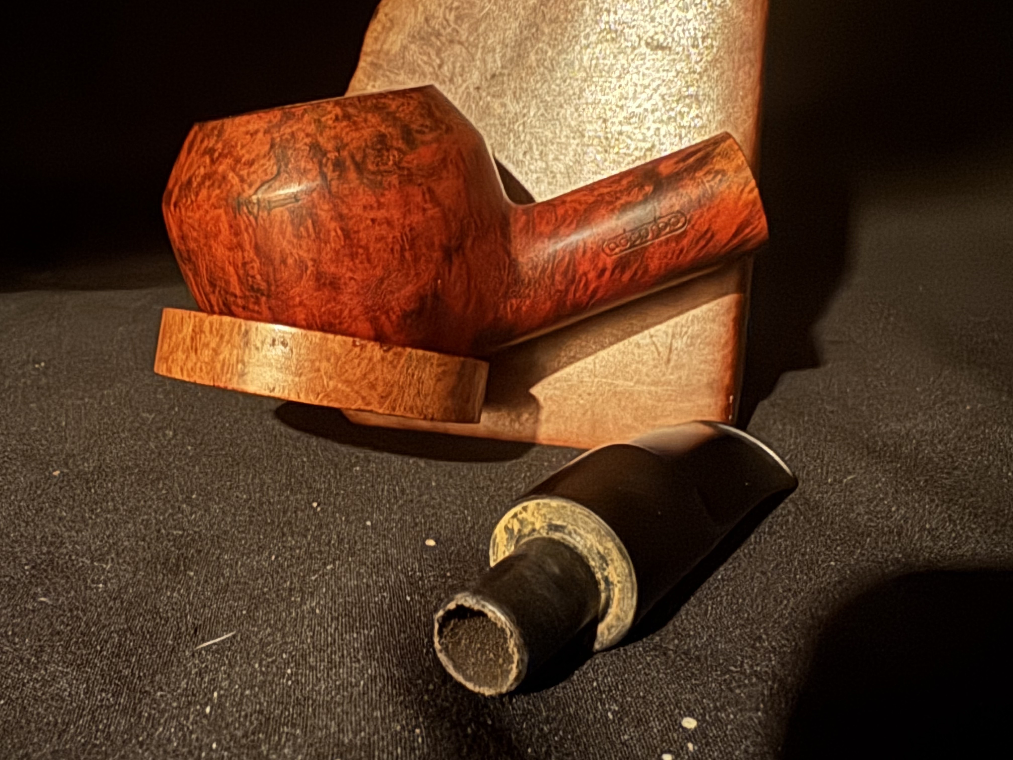 Denicotea Adsorba 218 Rhodesian Smooth Briar Estate Pipe - Vulcanite Saddle 9mm Filter Fishtail Stem, Unsmoked 8