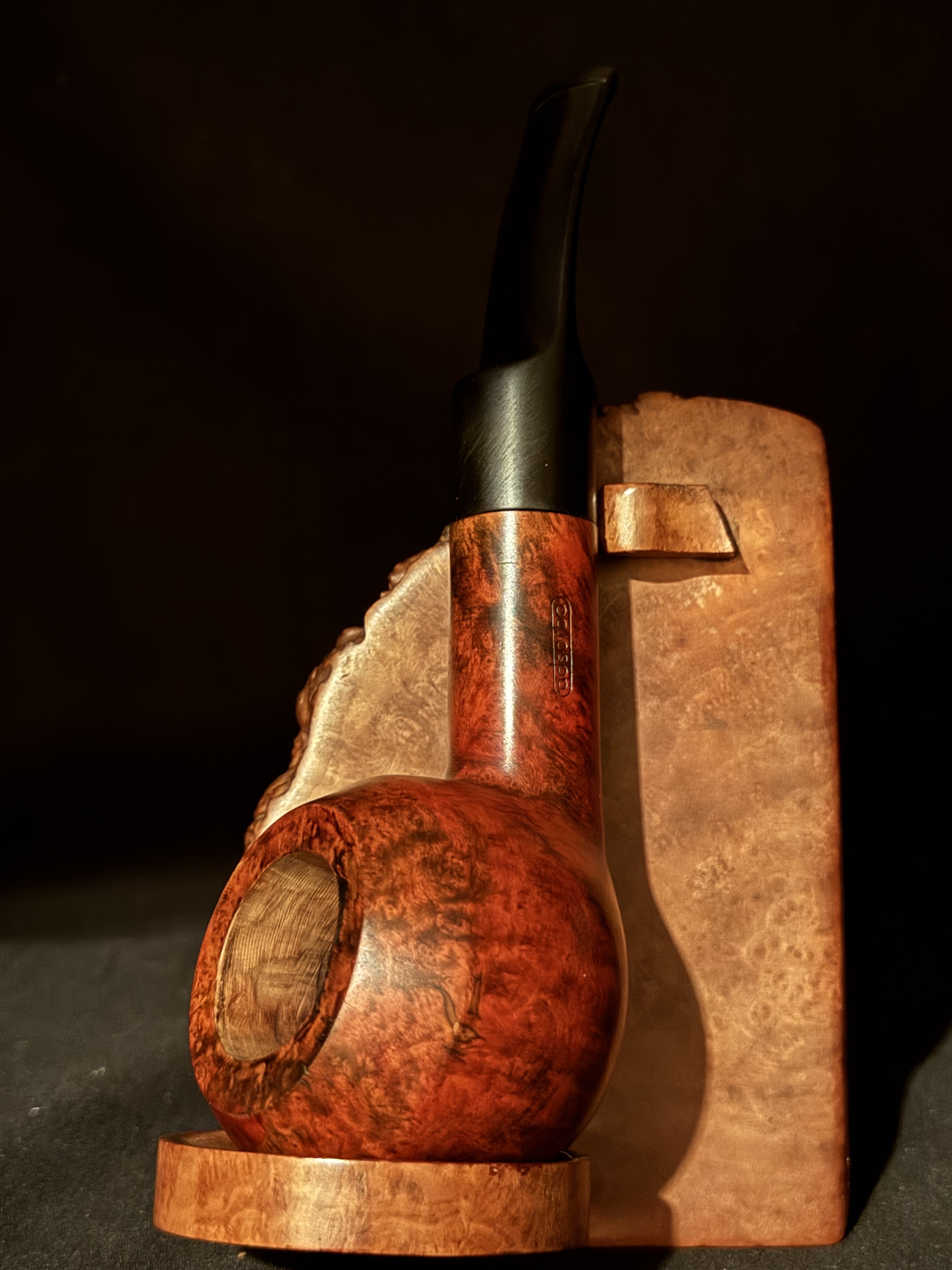 Denicotea Adsorba 218 Rhodesian Smooth Briar Estate Pipe - Vulcanite Saddle 9mm Filter Fishtail Stem, Unsmoked 2
