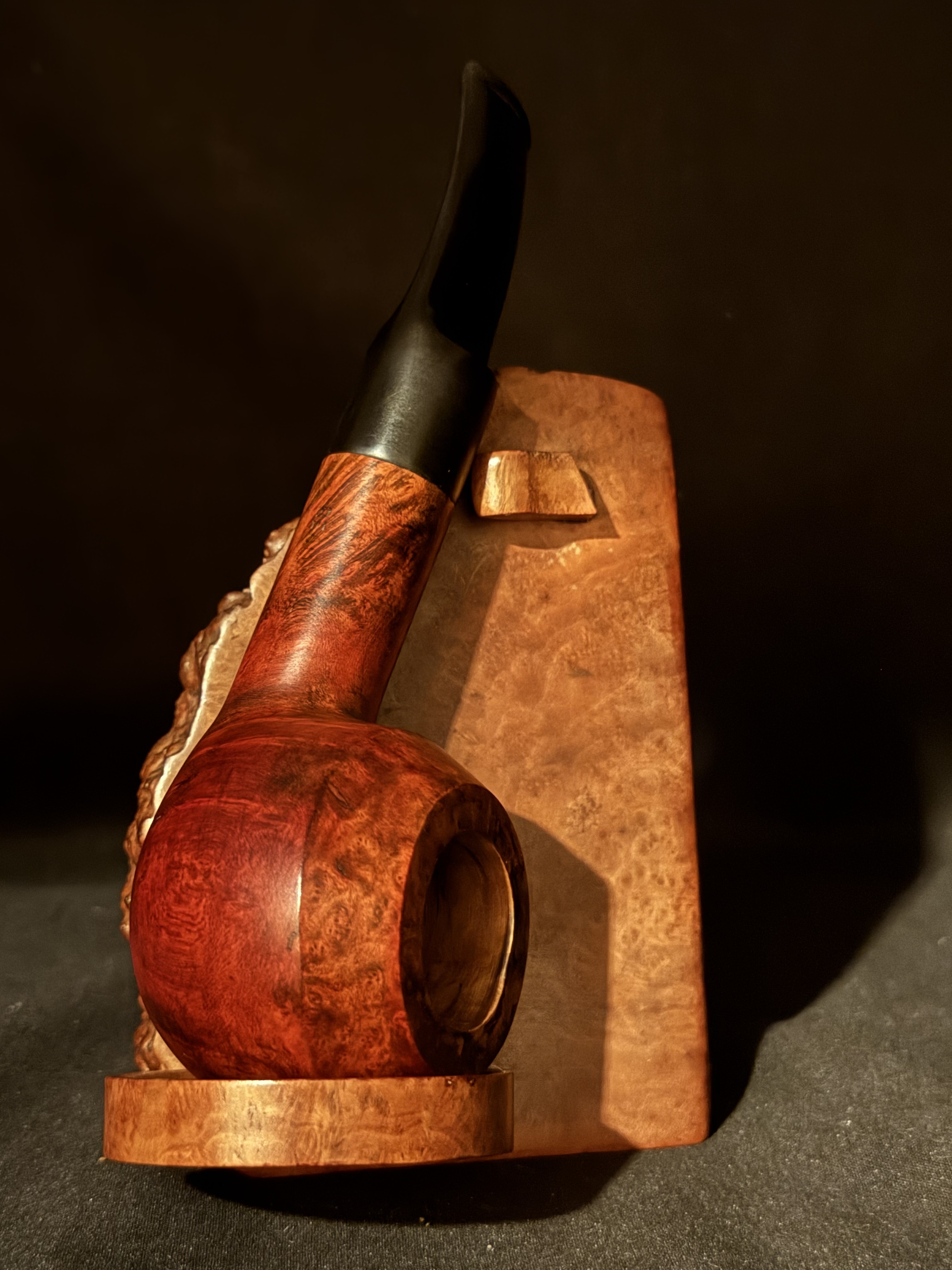 Denicotea Adsorba 218 Rhodesian Smooth Briar Estate Pipe - Vulcanite Saddle 9mm Filter Fishtail Stem, Unsmoked