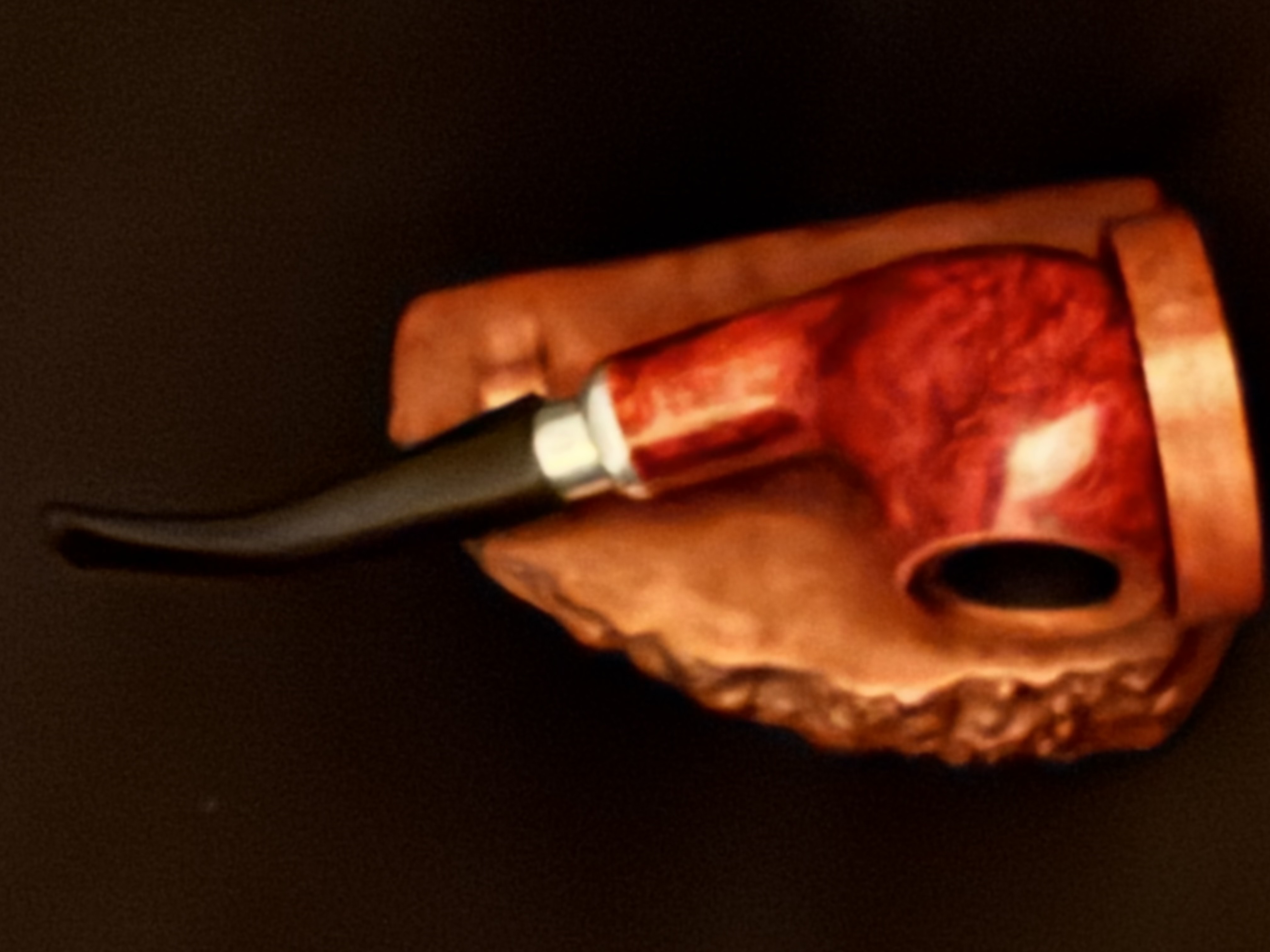 Denicotea Adsorba 220 Straight Apple Estate Pipe - Reddish Smooth Briar, Acrylic Army Mount, 9mm Filter