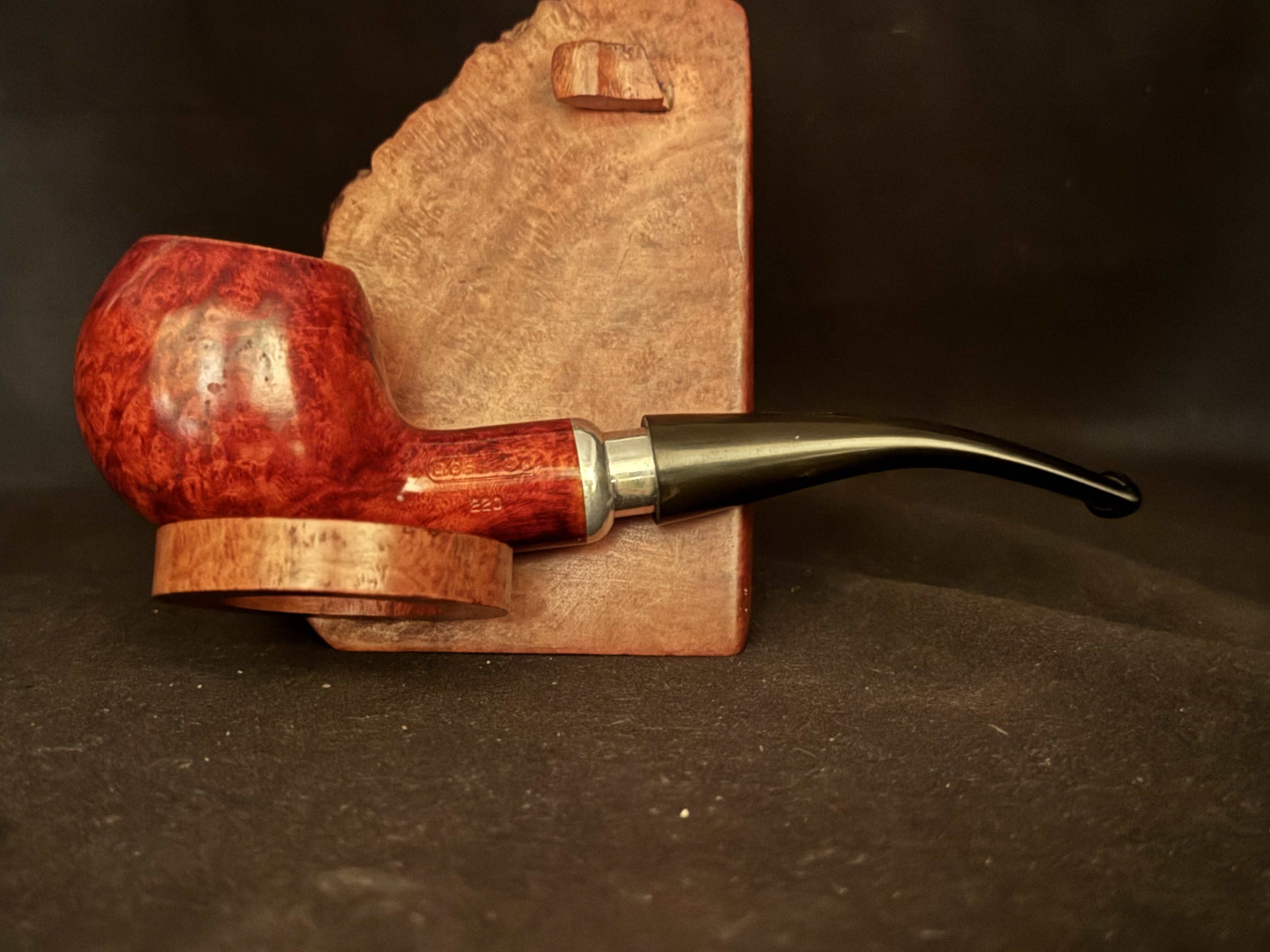 Denicotea Adsorba 220 Straight Apple Estate Pipe - Reddish Smooth Briar, Acrylic Army Mount, 9mm Filter 4