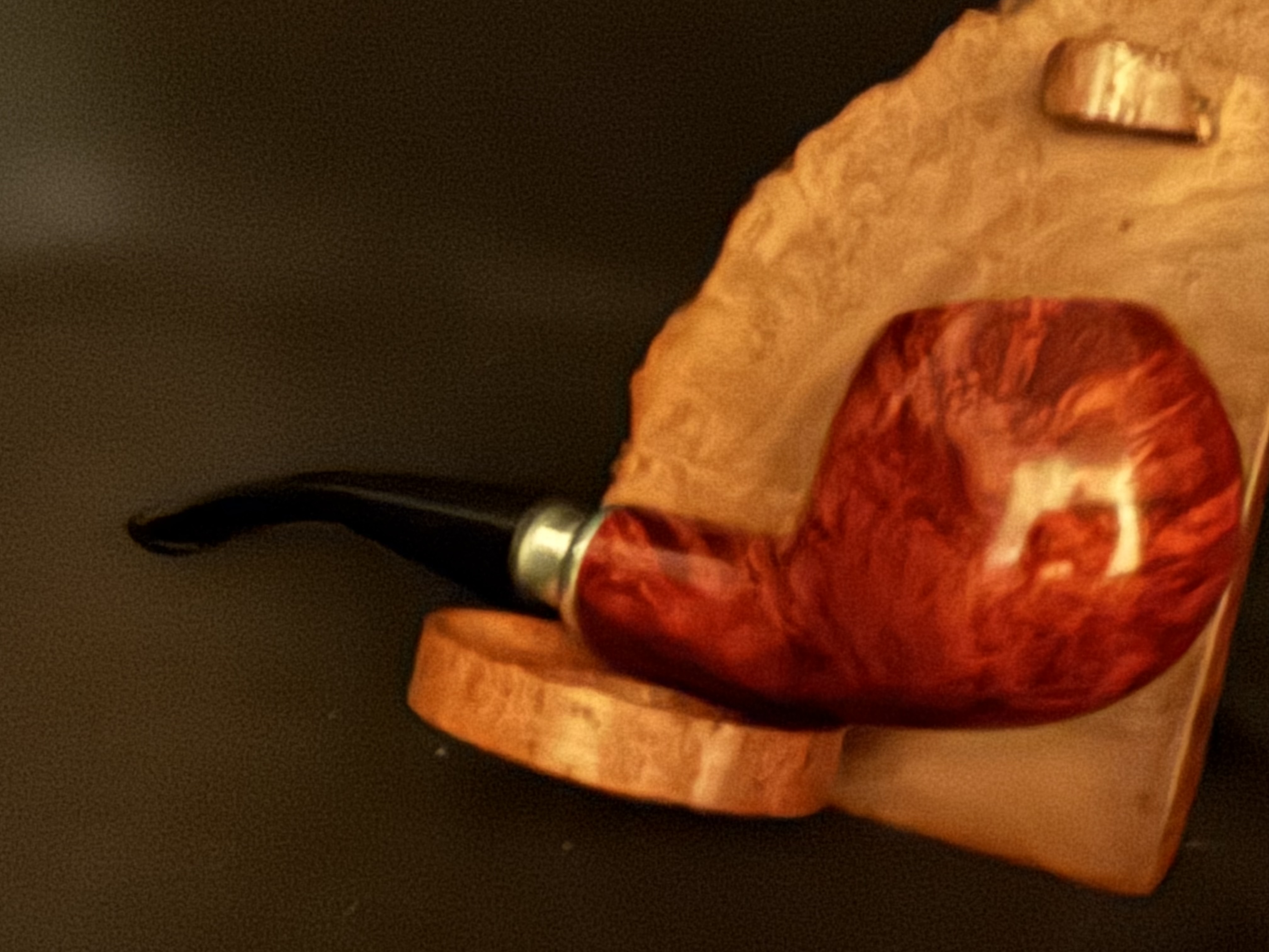 Denicotea Adsorba 220 Straight Apple Estate Pipe - Reddish Smooth Briar, Acrylic Army Mount, 9mm Filter 8