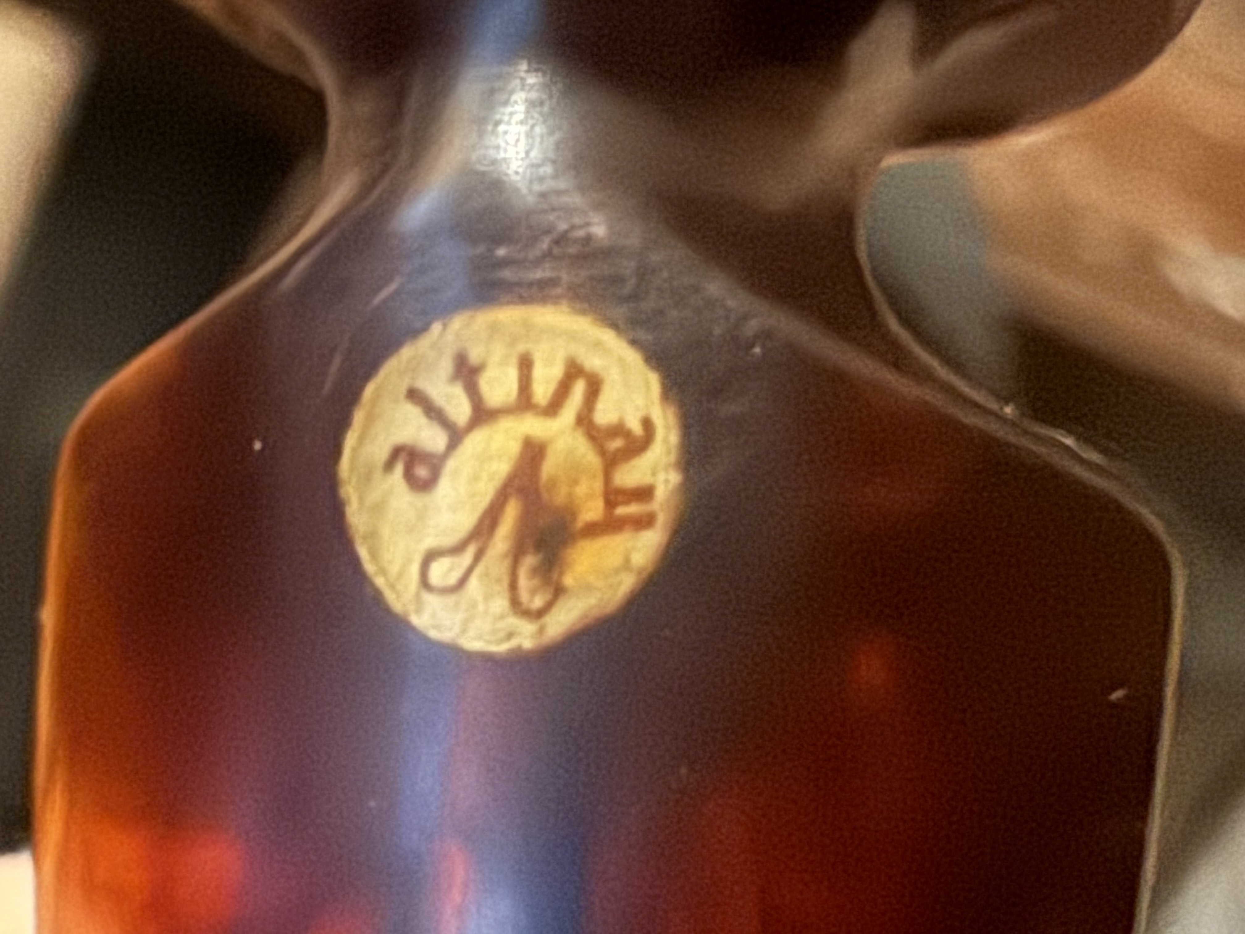 Altinay Turkish Meerschaum Deco Carved Tall Freehand Bent Pipe, Dark Amber Stem, 9mm Filter, Fishtail Bit, Vintage 8