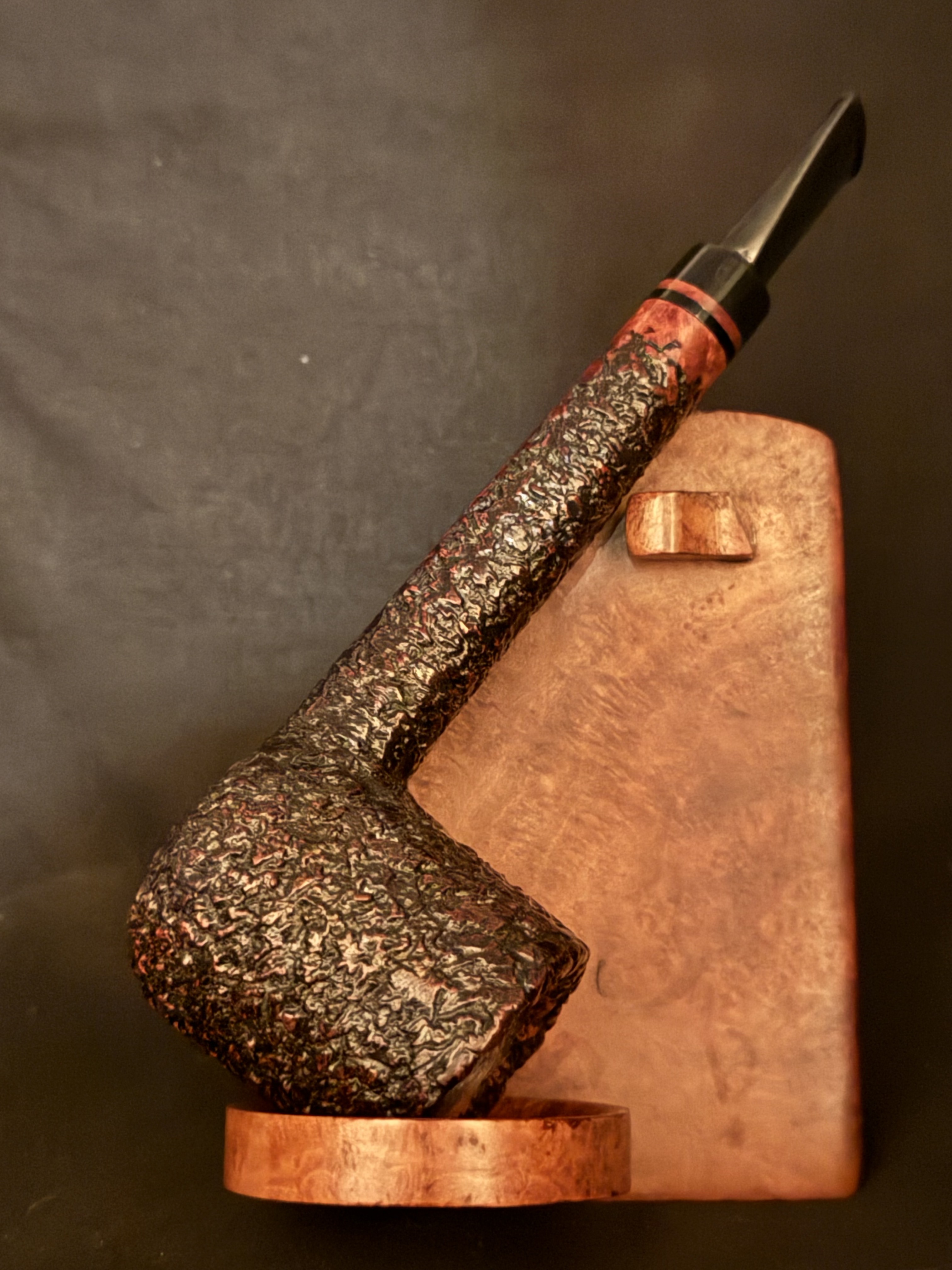 Ascorti Business SKS Hand Made Italy Sandblast Lovat Estate Pipe, Acrylic Saddle Stem, 9mm Filter, Sleeve and Box 3