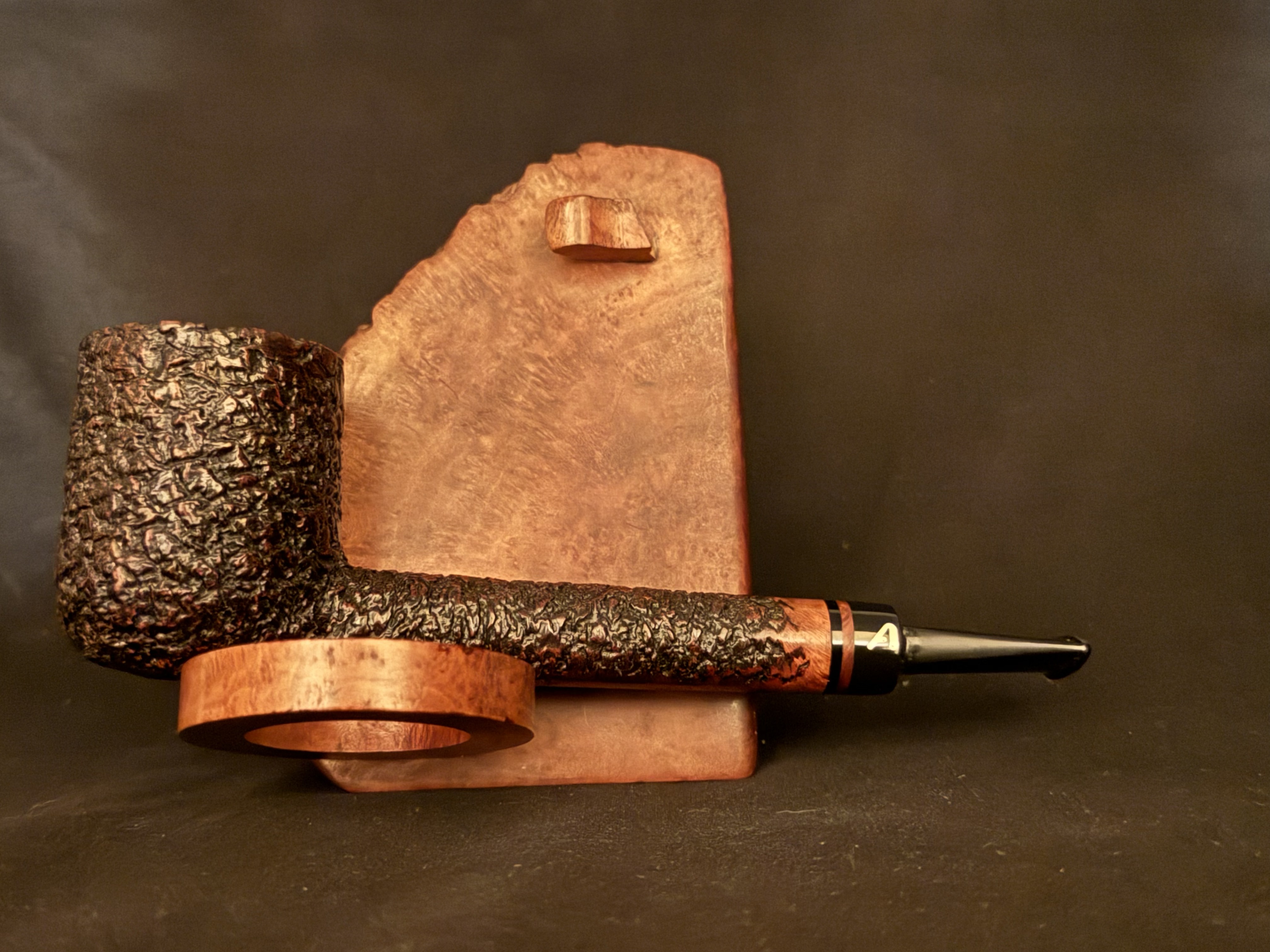 Ascorti Business SKS Hand Made Italy Sandblast Lovat Estate Pipe, Acrylic Saddle Stem, 9mm Filter, Sleeve and Box 5