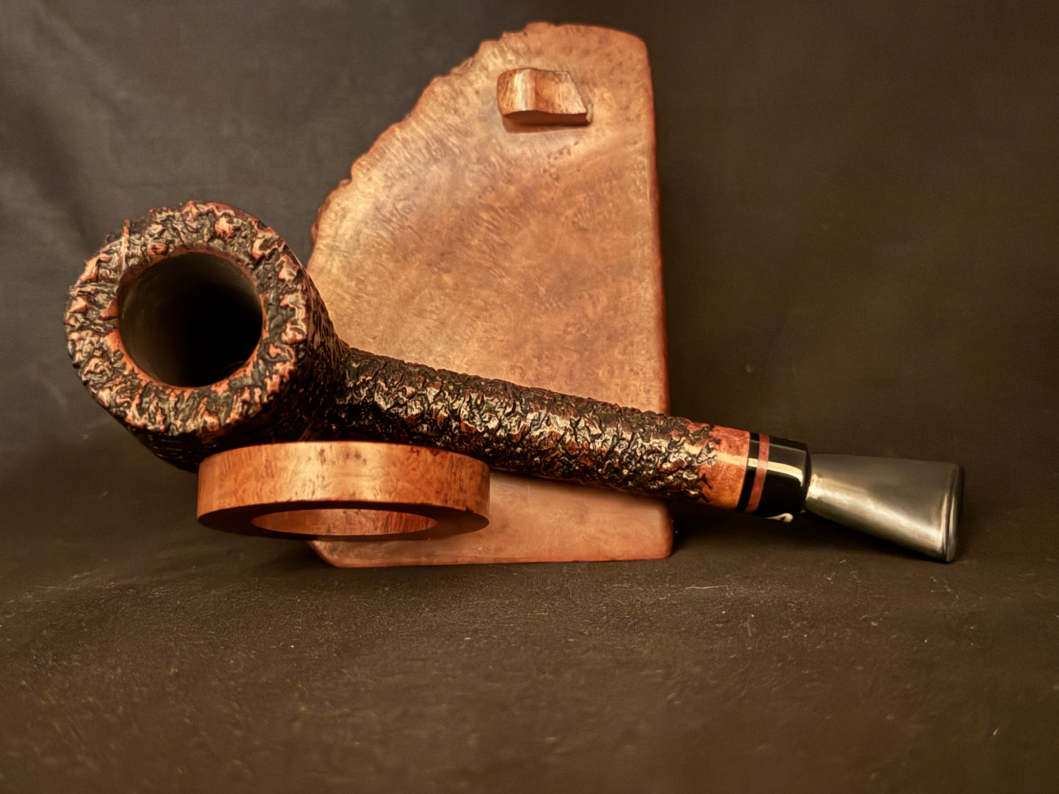 Ascorti Business SKS Hand Made Italy Sandblast Lovat Estate Pipe, Acrylic Saddle Stem, 9mm Filter, Sleeve and Box 6