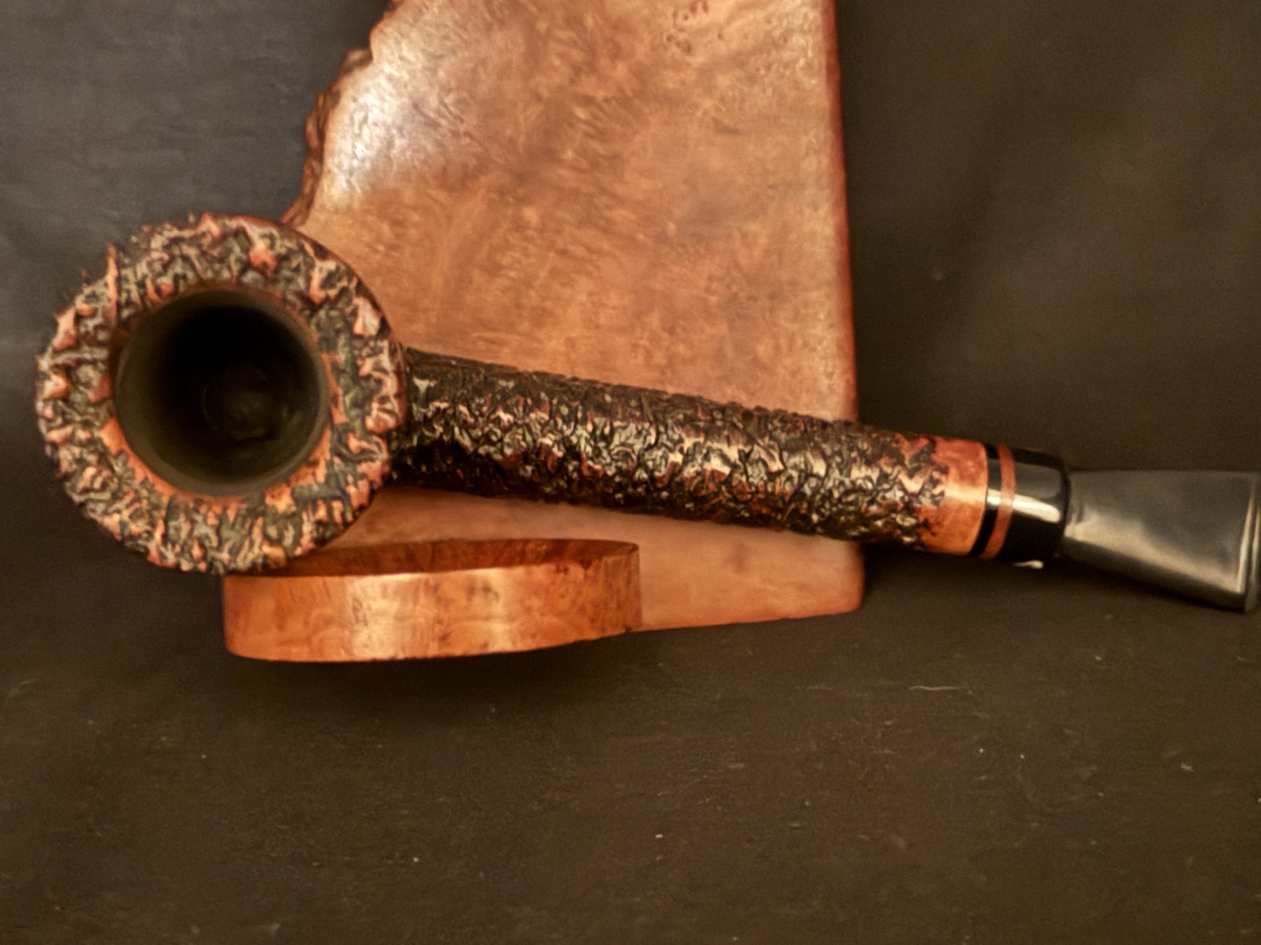 Ascorti Business SKS Hand Made Italy Sandblast Lovat Estate Pipe, Acrylic Saddle Stem, 9mm Filter, Sleeve and Box 7