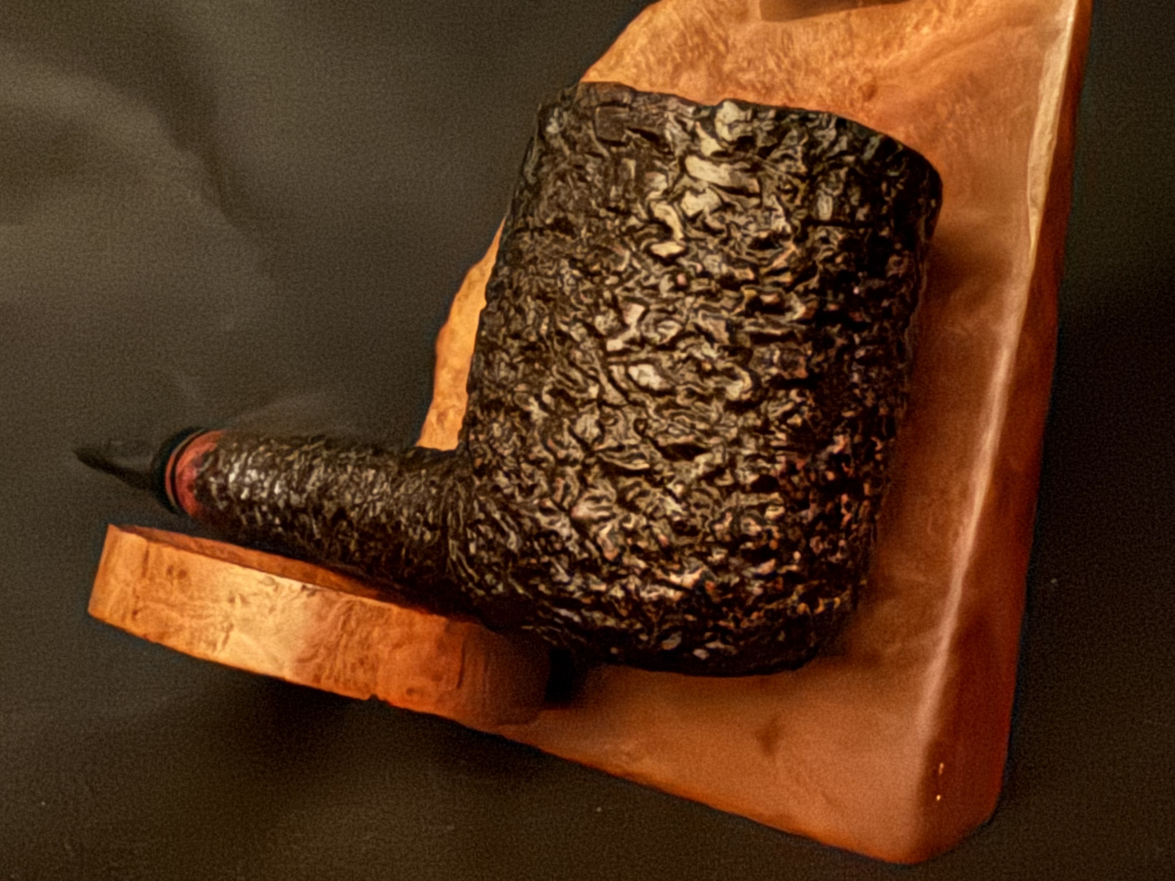 Ascorti Business SKS Hand Made Italy Sandblast Lovat Estate Pipe, Acrylic Saddle Stem, 9mm Filter, Sleeve and Box 9