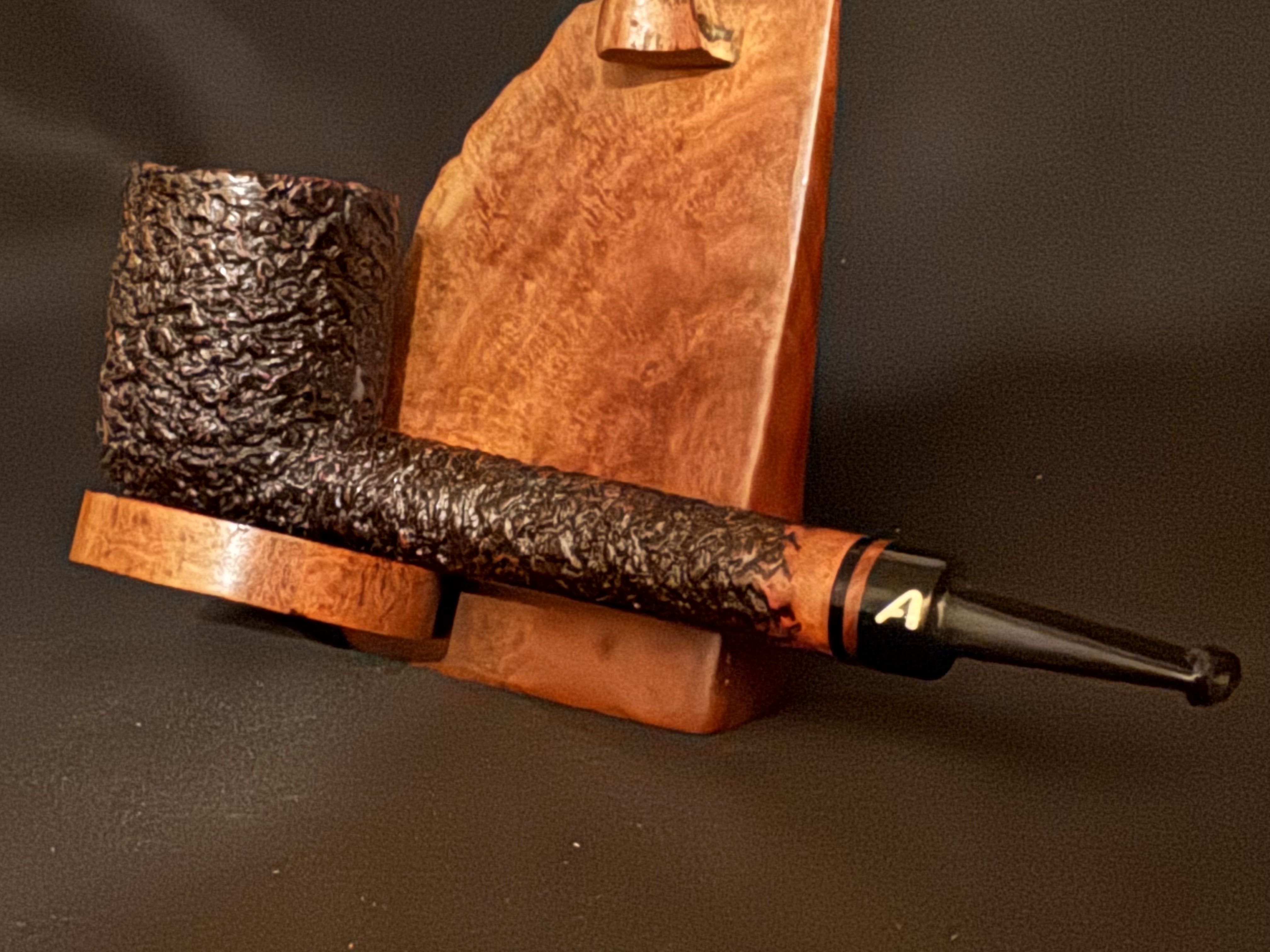 Ascorti Business SKS Hand Made Italy Sandblast Lovat Estate Pipe, Acrylic Saddle Stem, 9mm Filter, Sleeve and Box 10