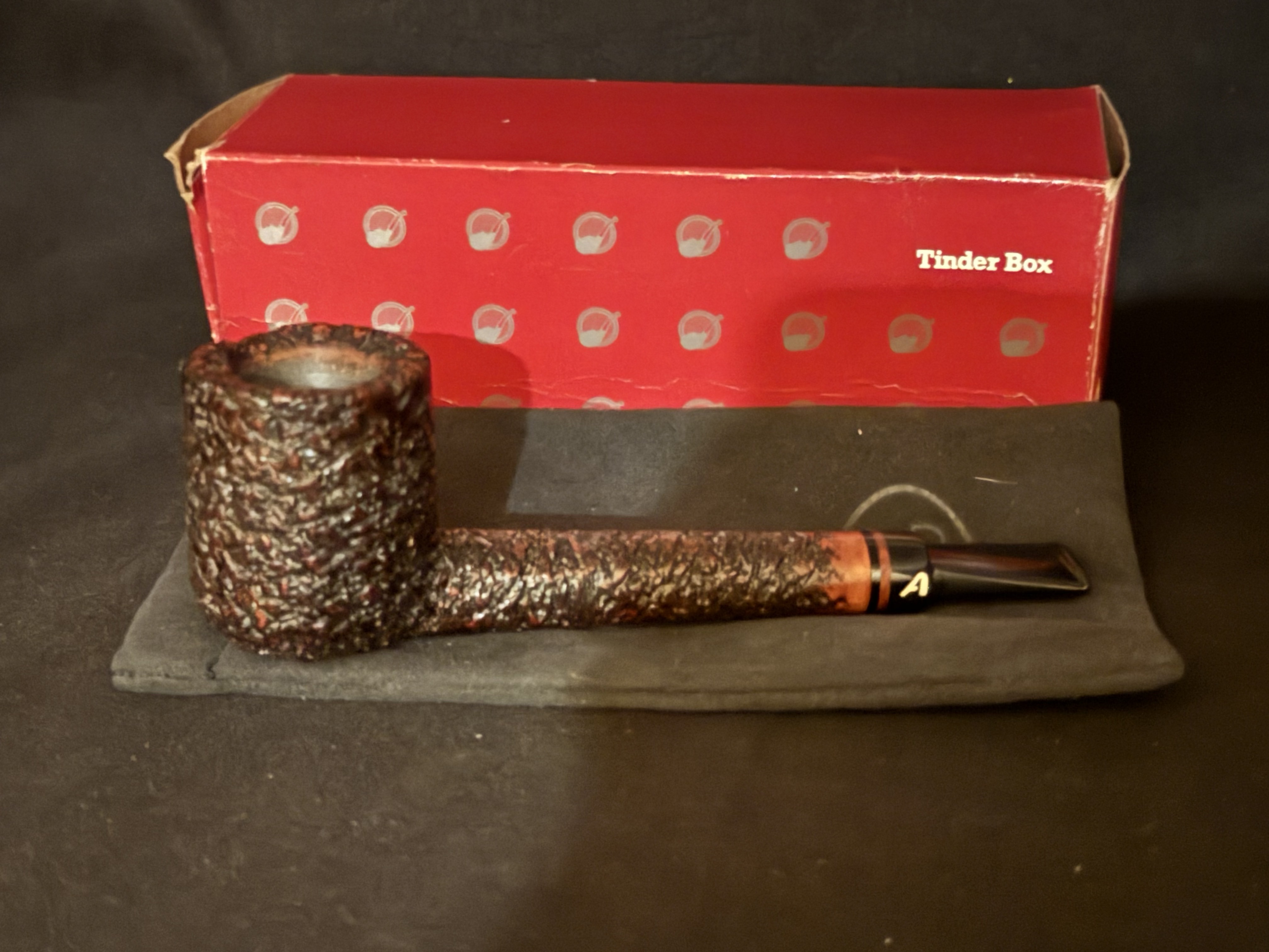 Ascorti Business SKS Hand Made Italy Sandblast Lovat Estate Pipe, Acrylic Saddle Stem, 9mm Filter, Sleeve and Box 15