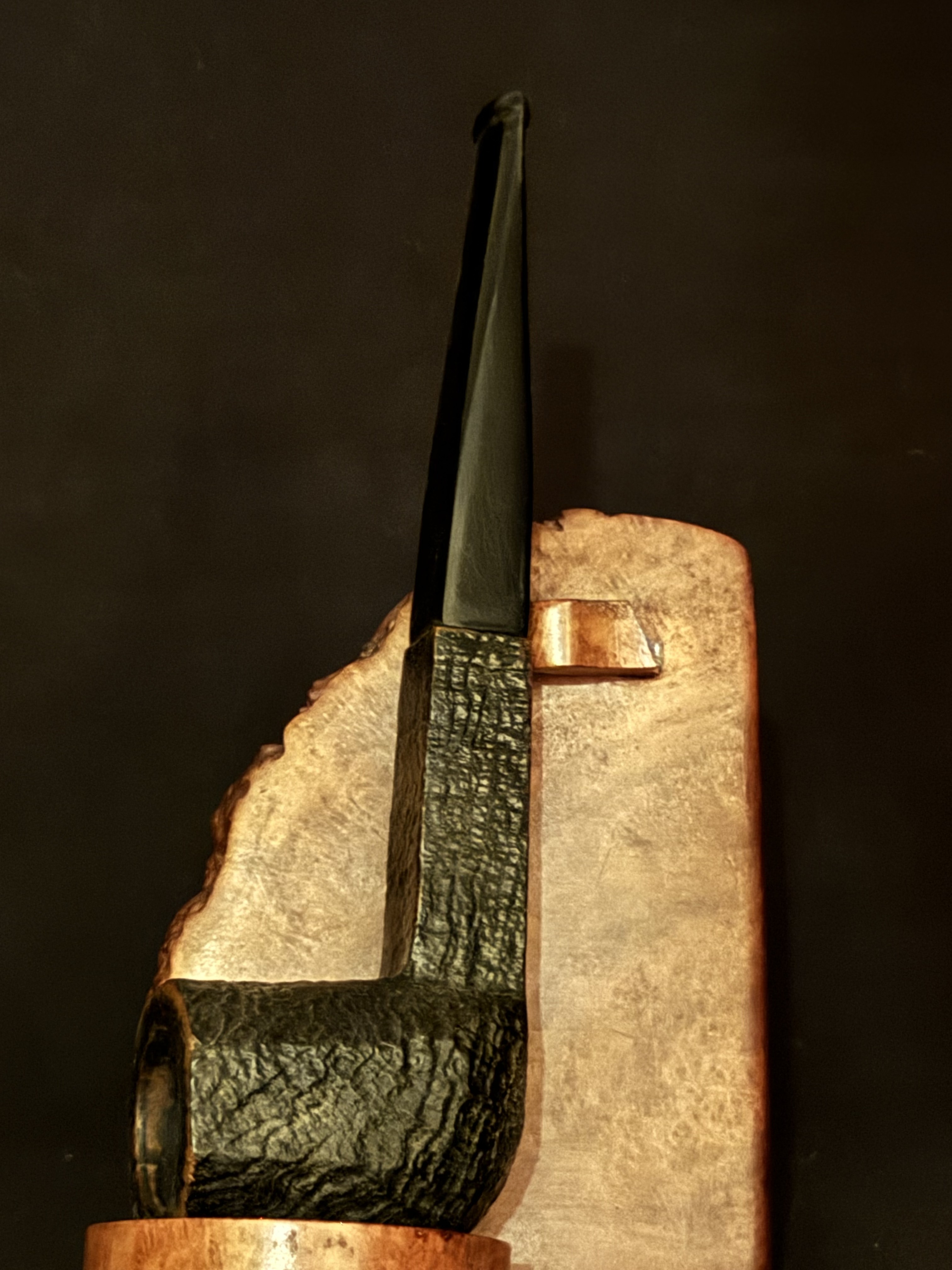 Ashat Bruyere Garantie Squared Panel Billiard Dark Sandblast Vulcanite Estate Pipe