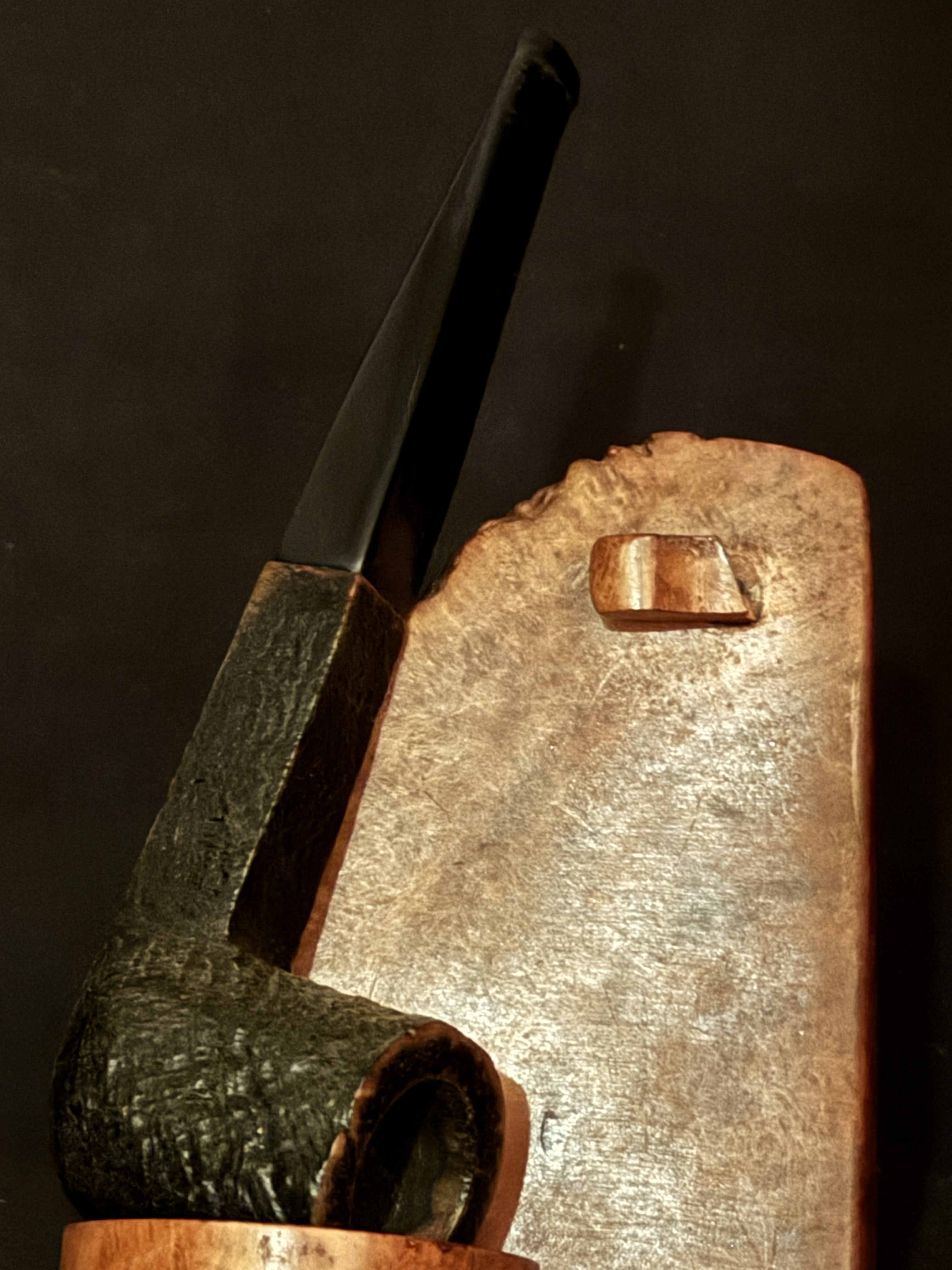 Ashat Bruyere Garantie Squared Panel Billiard Dark Sandblast Vulcanite Estate Pipe 2