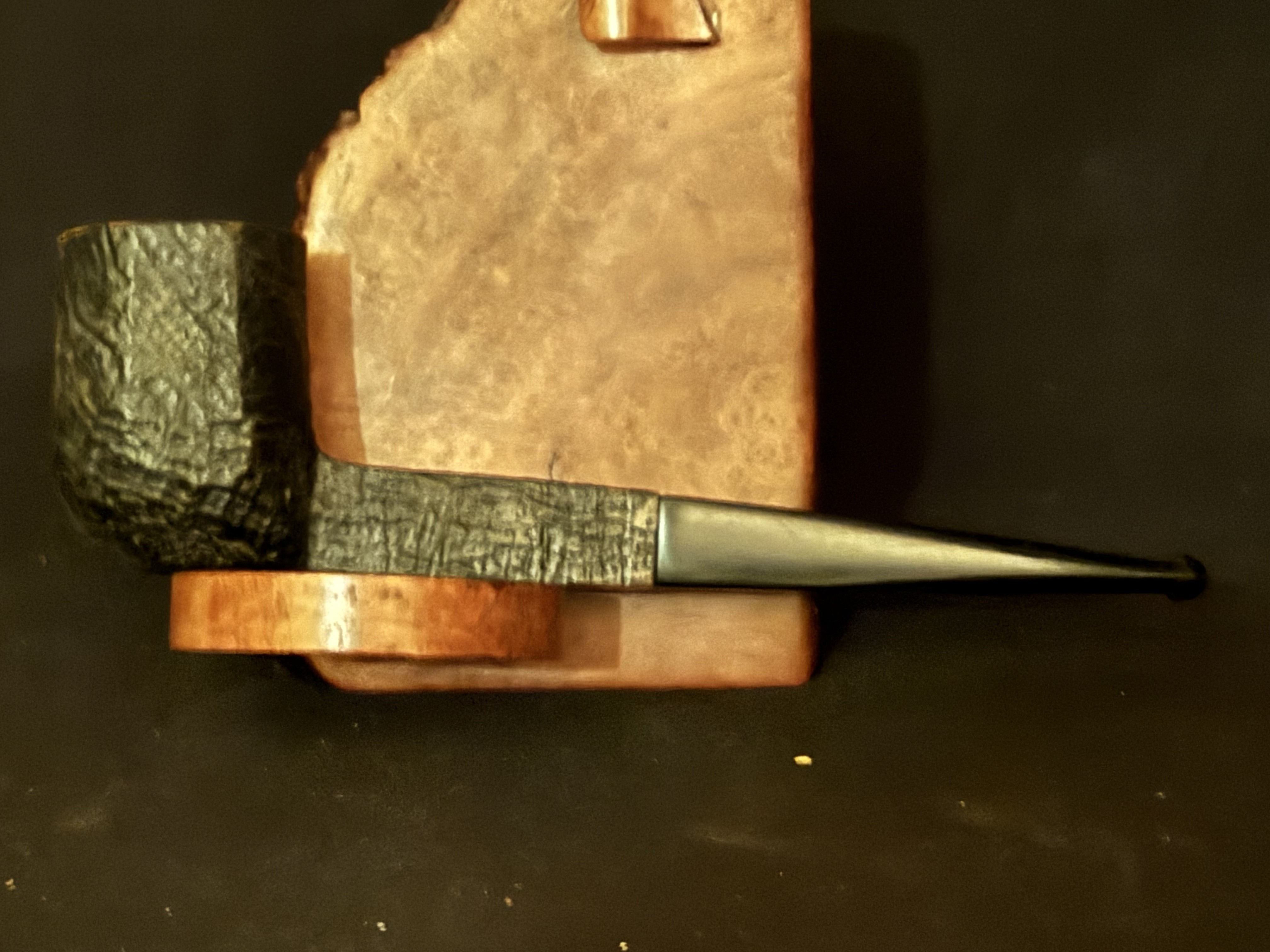 Ashat Bruyere Garantie Squared Panel Billiard Dark Sandblast Vulcanite Estate Pipe 3