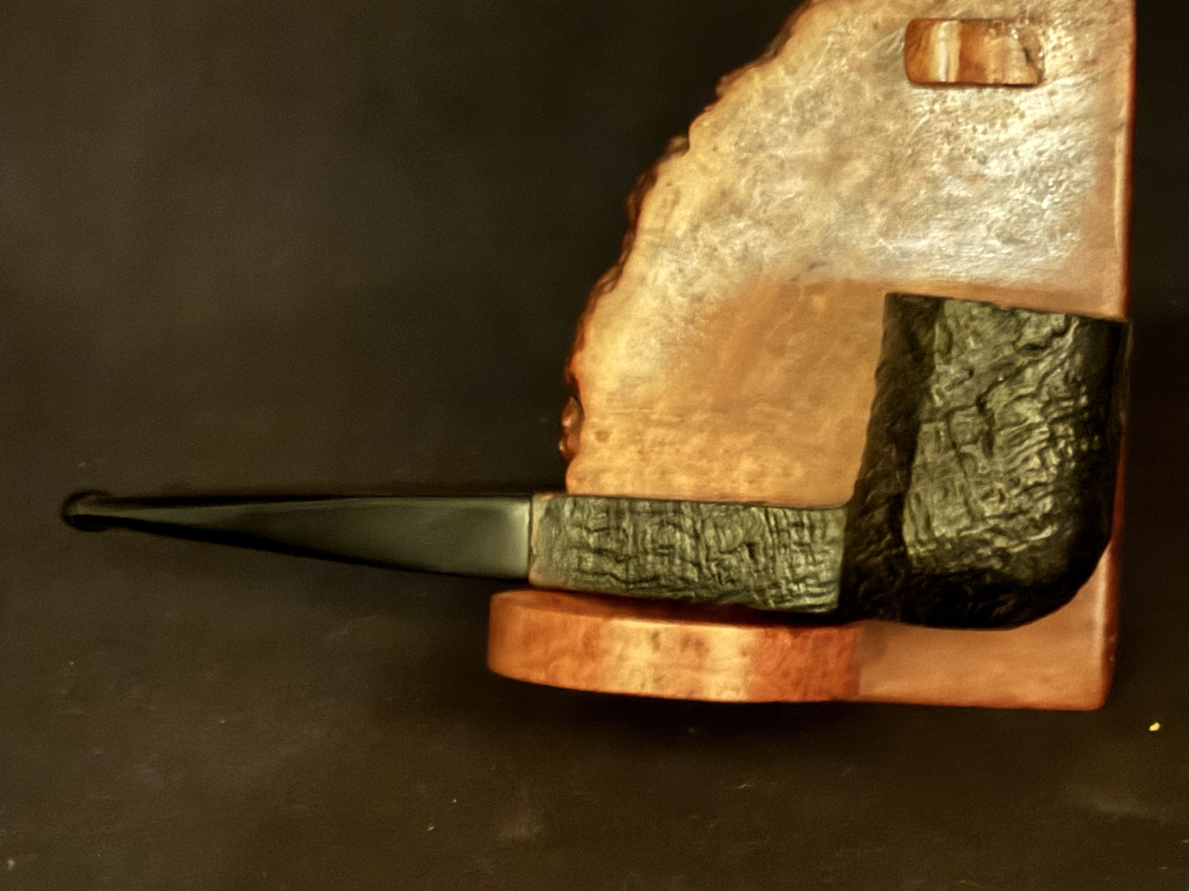 Ashat Bruyere Garantie Squared Panel Billiard Dark Sandblast Vulcanite Estate Pipe 4
