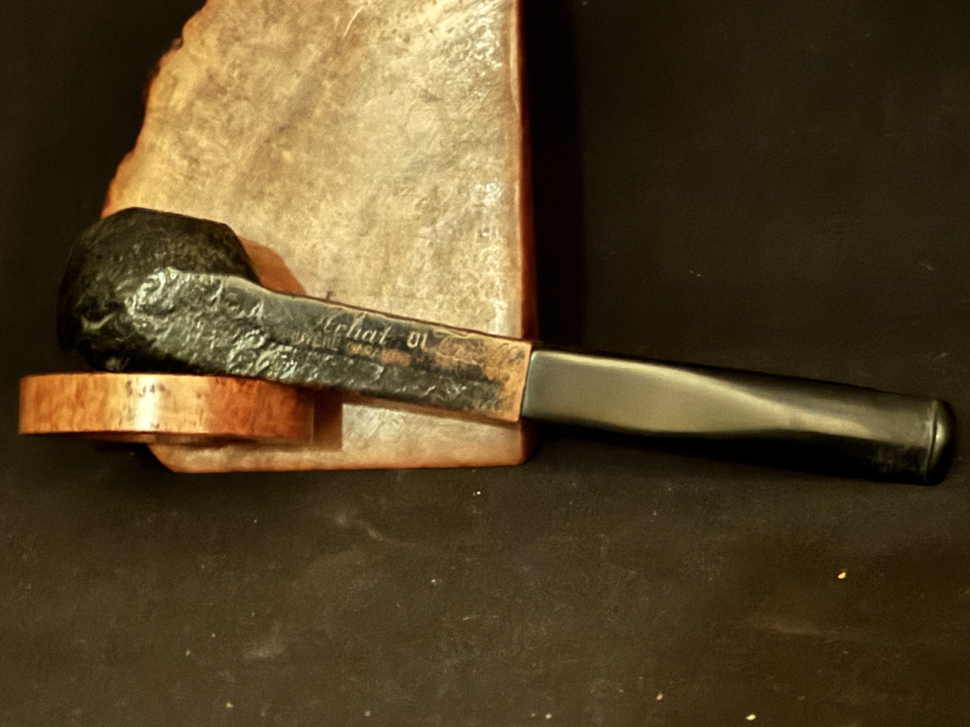 Ashat Bruyere Garantie Squared Panel Billiard Dark Sandblast Vulcanite Estate Pipe 7
