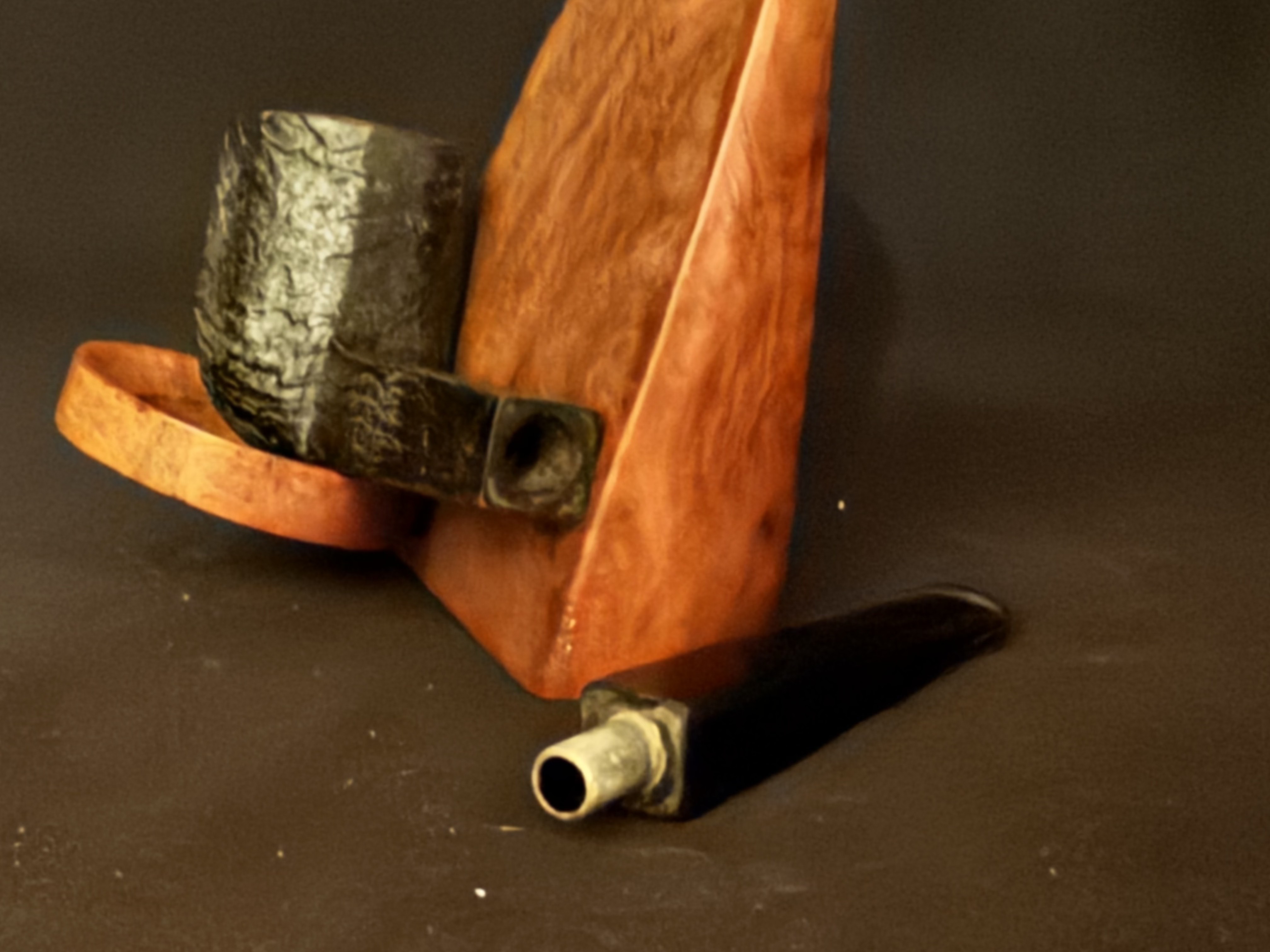 Ashat Bruyere Garantie Squared Panel Billiard Dark Sandblast Vulcanite Estate Pipe 10
