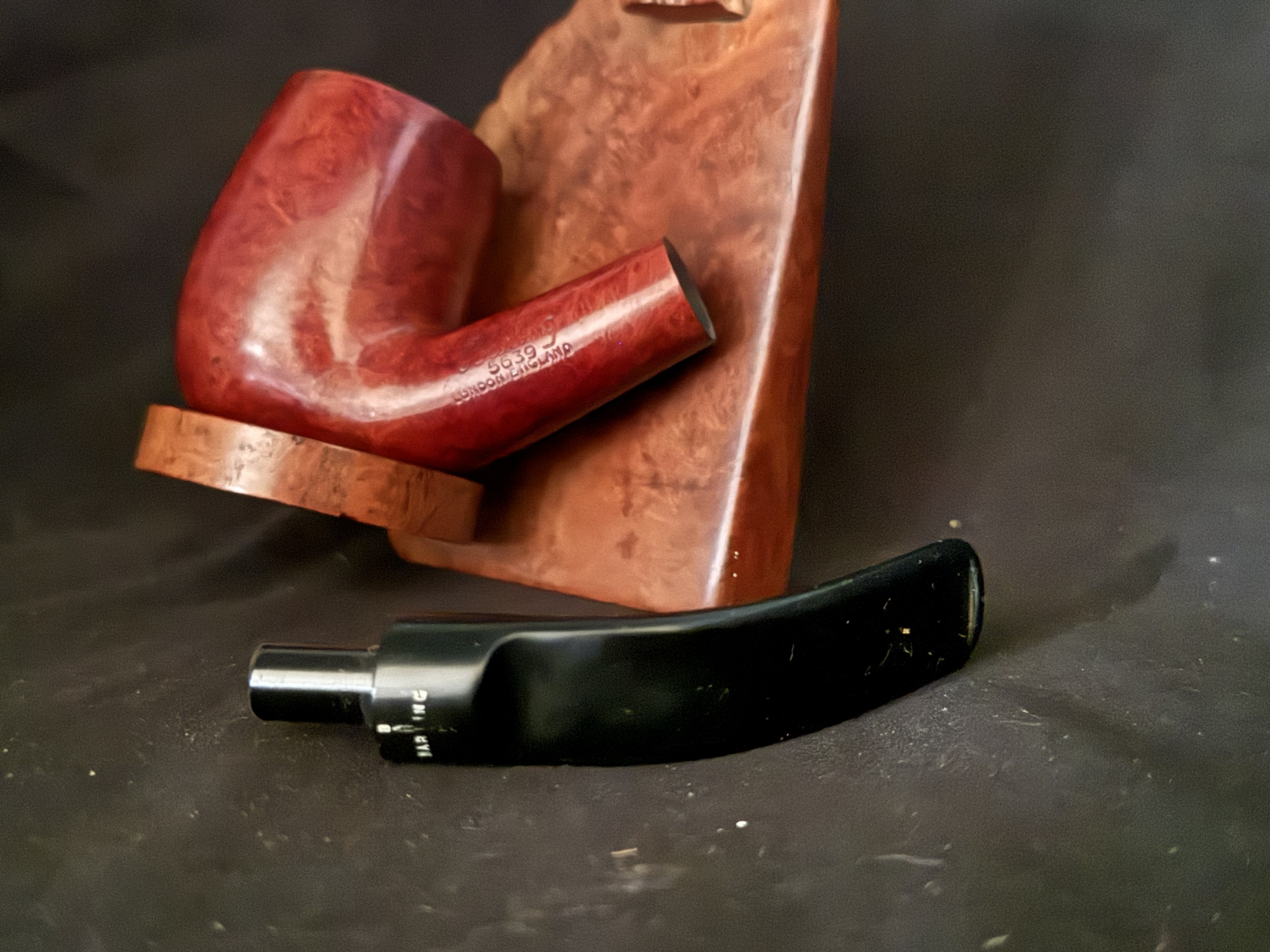Barling T.V.F. 5639 London England Smooth Bent Billiard Estate Pipe, Saddle Stem 10
