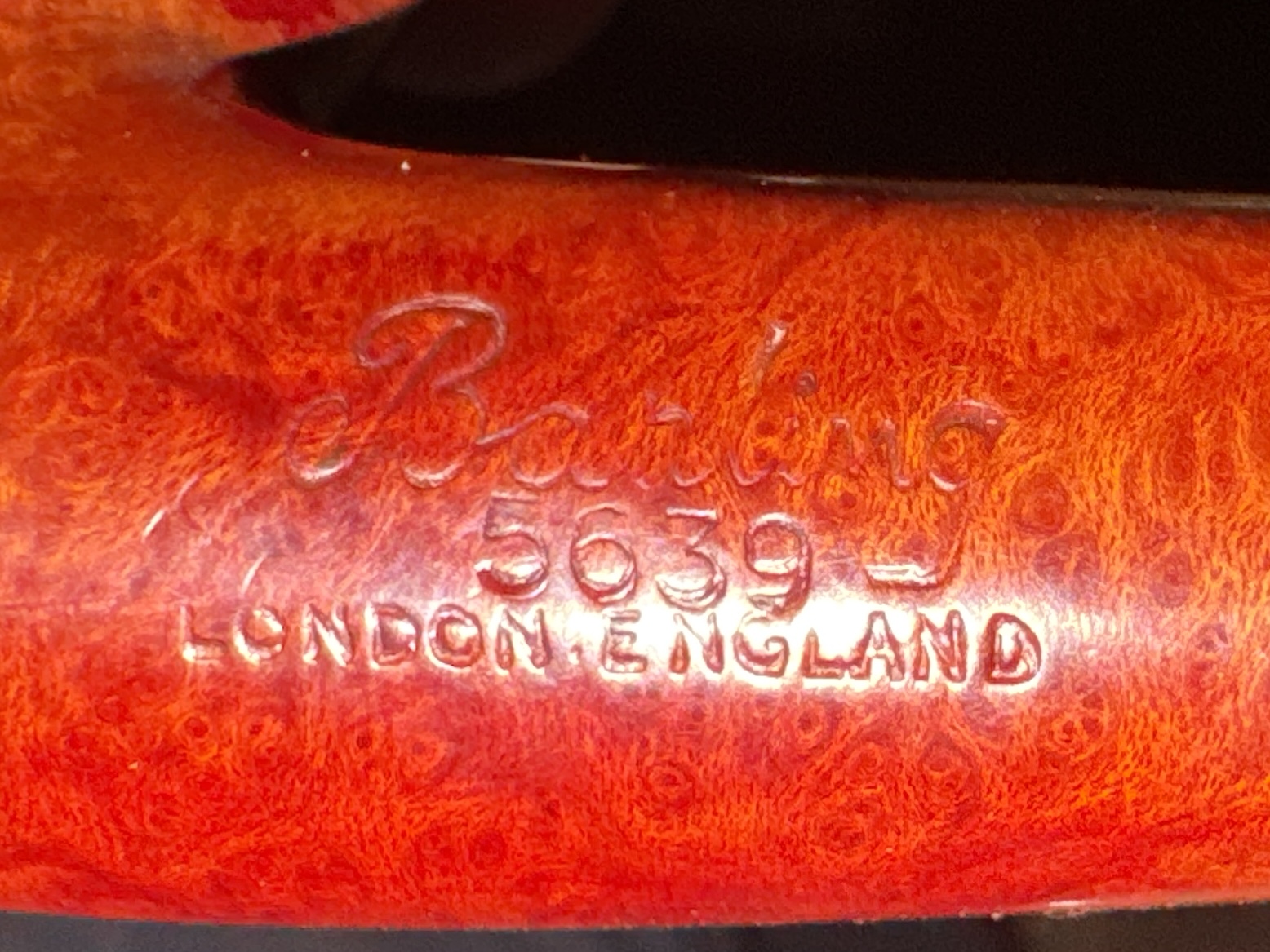 Barling T.V.F. 5639 London England Smooth Bent Billiard Estate Pipe, Saddle Stem 12