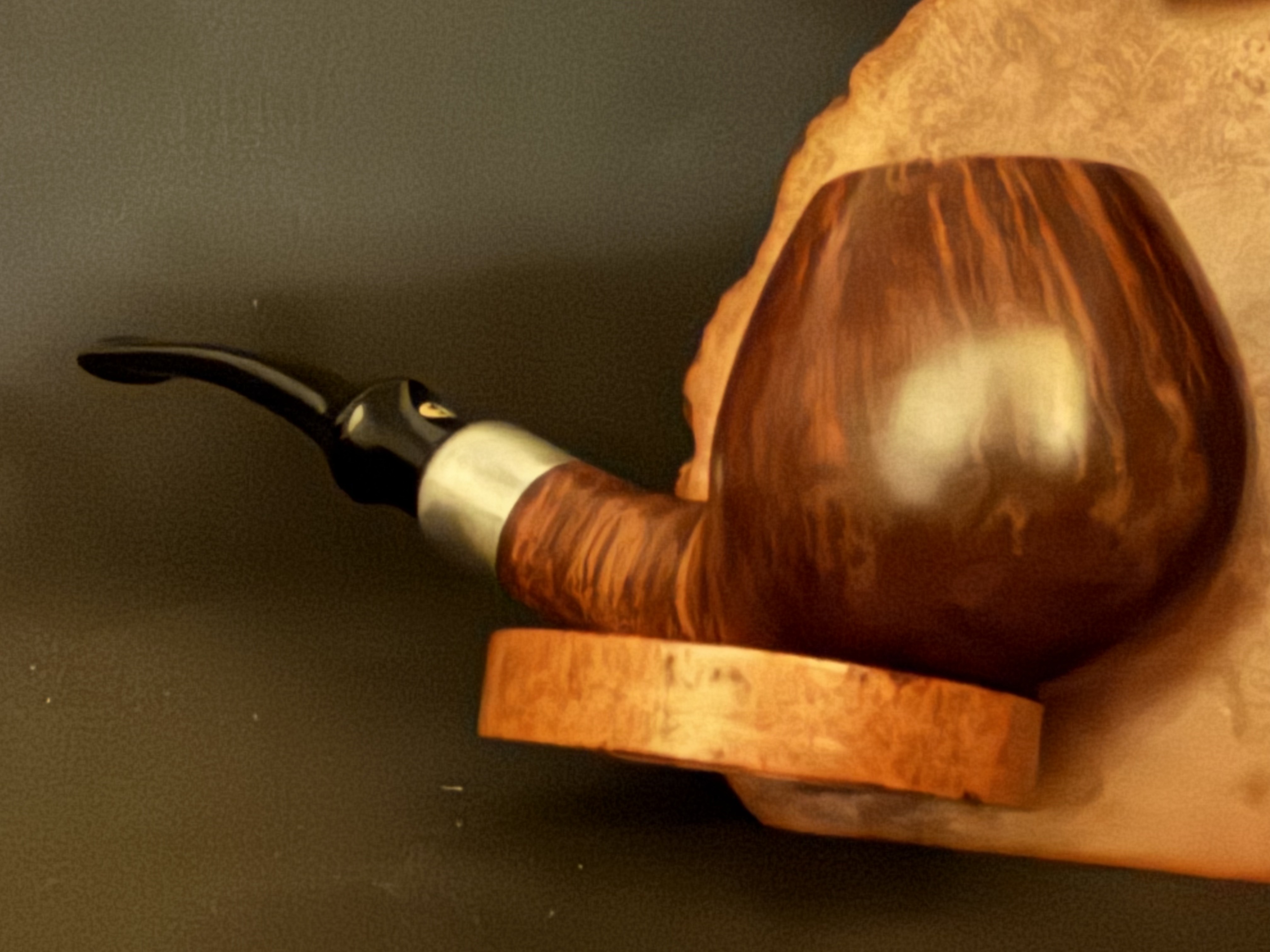 Bentley Former's Design 1-9.111 Slightly Bent Apple Estate Pipe, Sterling Silver Army Mount, 9mm Filter 14