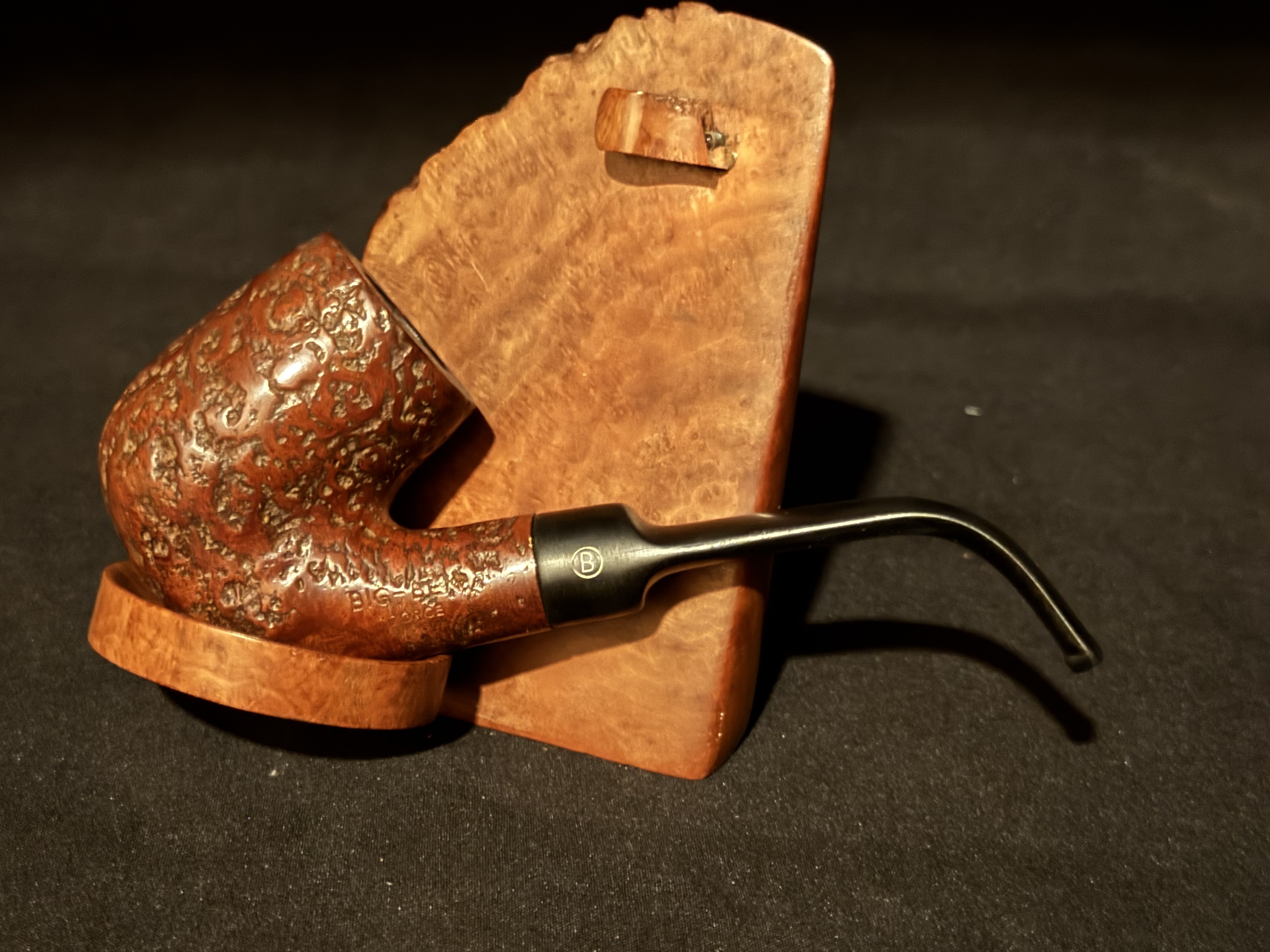 Big Ben Ecorce 5443 E Full Bent Sandblast Billiard Vulcanite Estate Pipe 3
