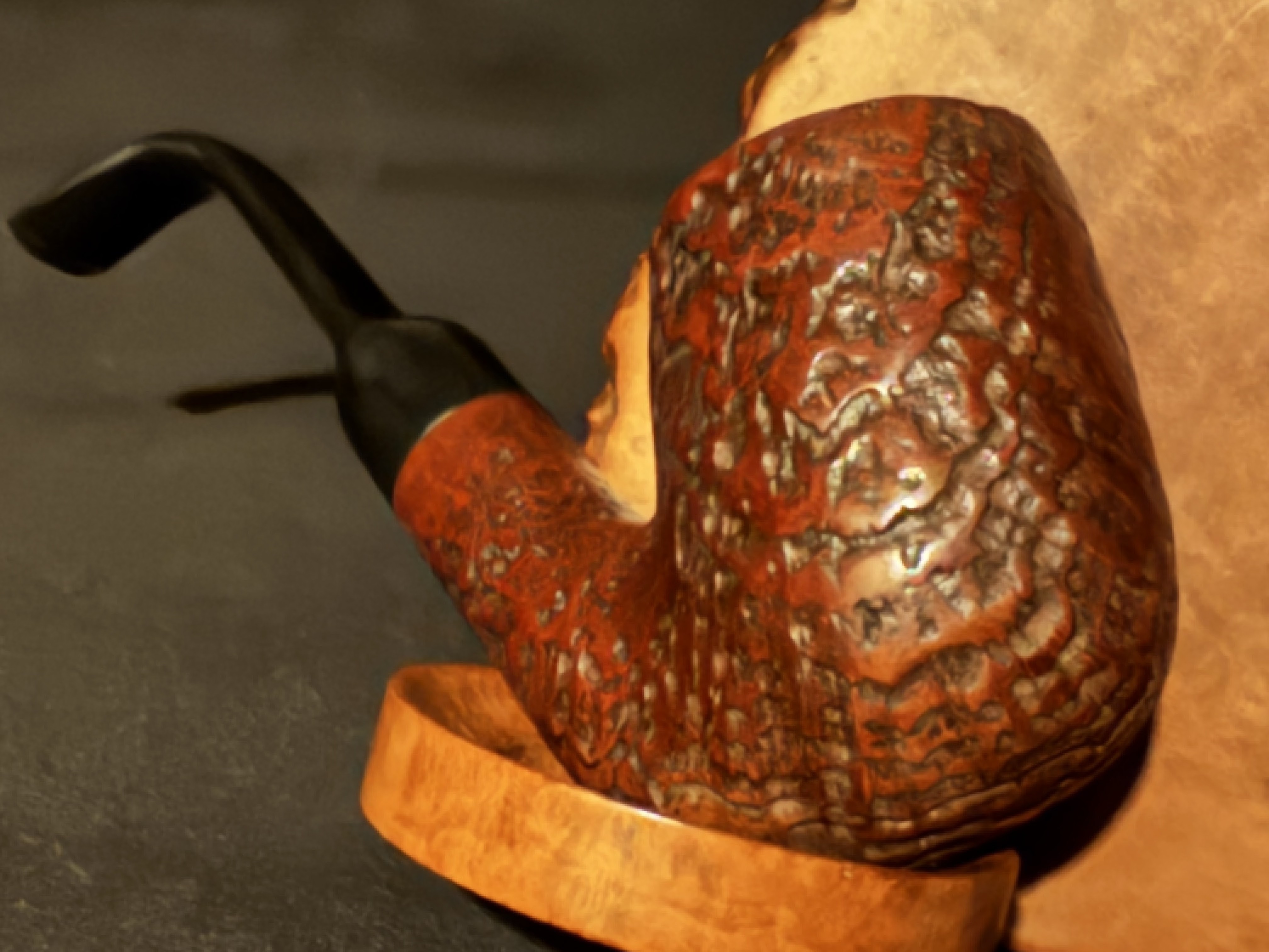Big Ben Ecorce 5443 E Full Bent Sandblast Billiard Vulcanite Estate Pipe 7