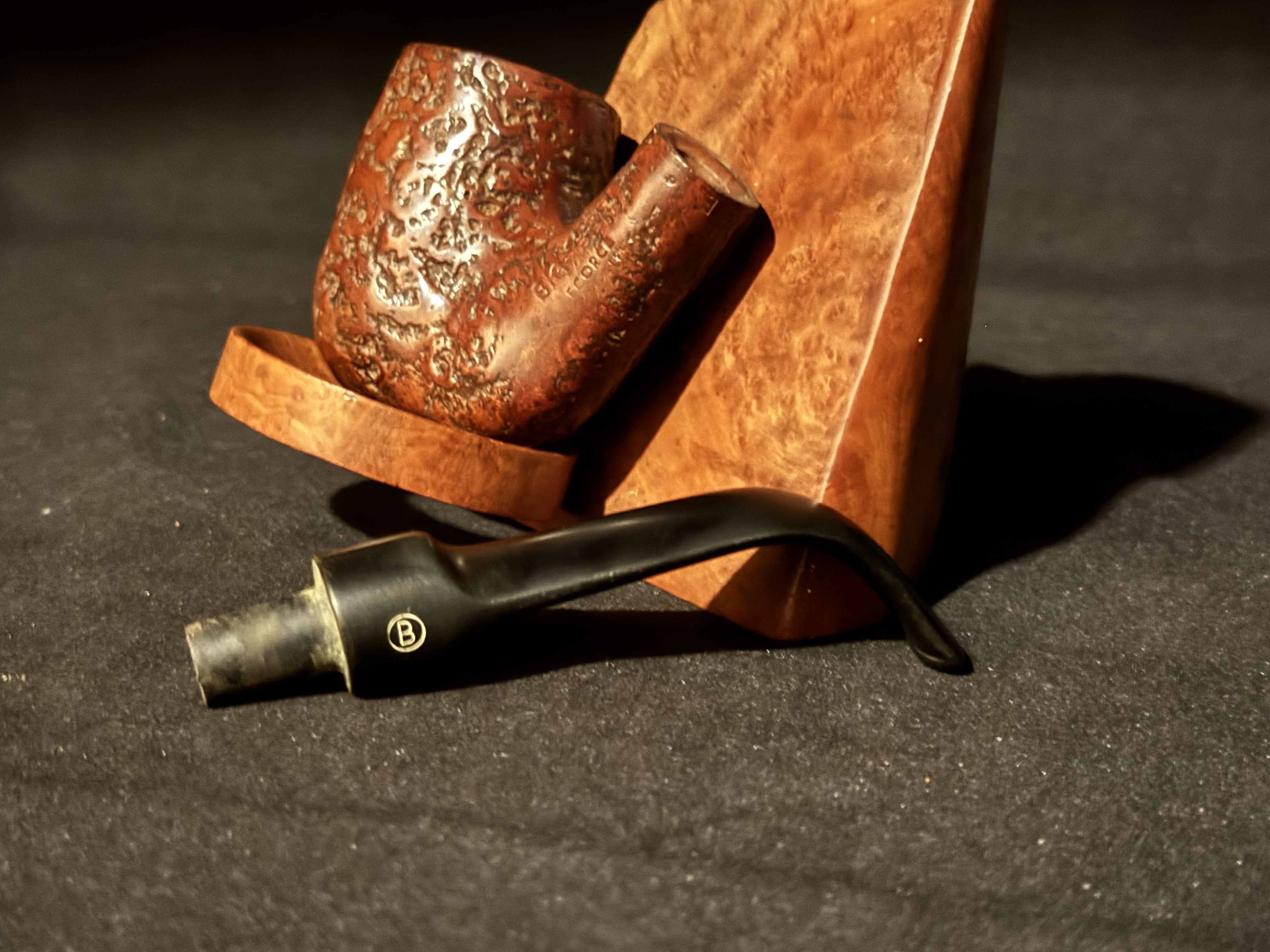 Big Ben Ecorce 5443 E Full Bent Sandblast Billiard Vulcanite Estate Pipe 9