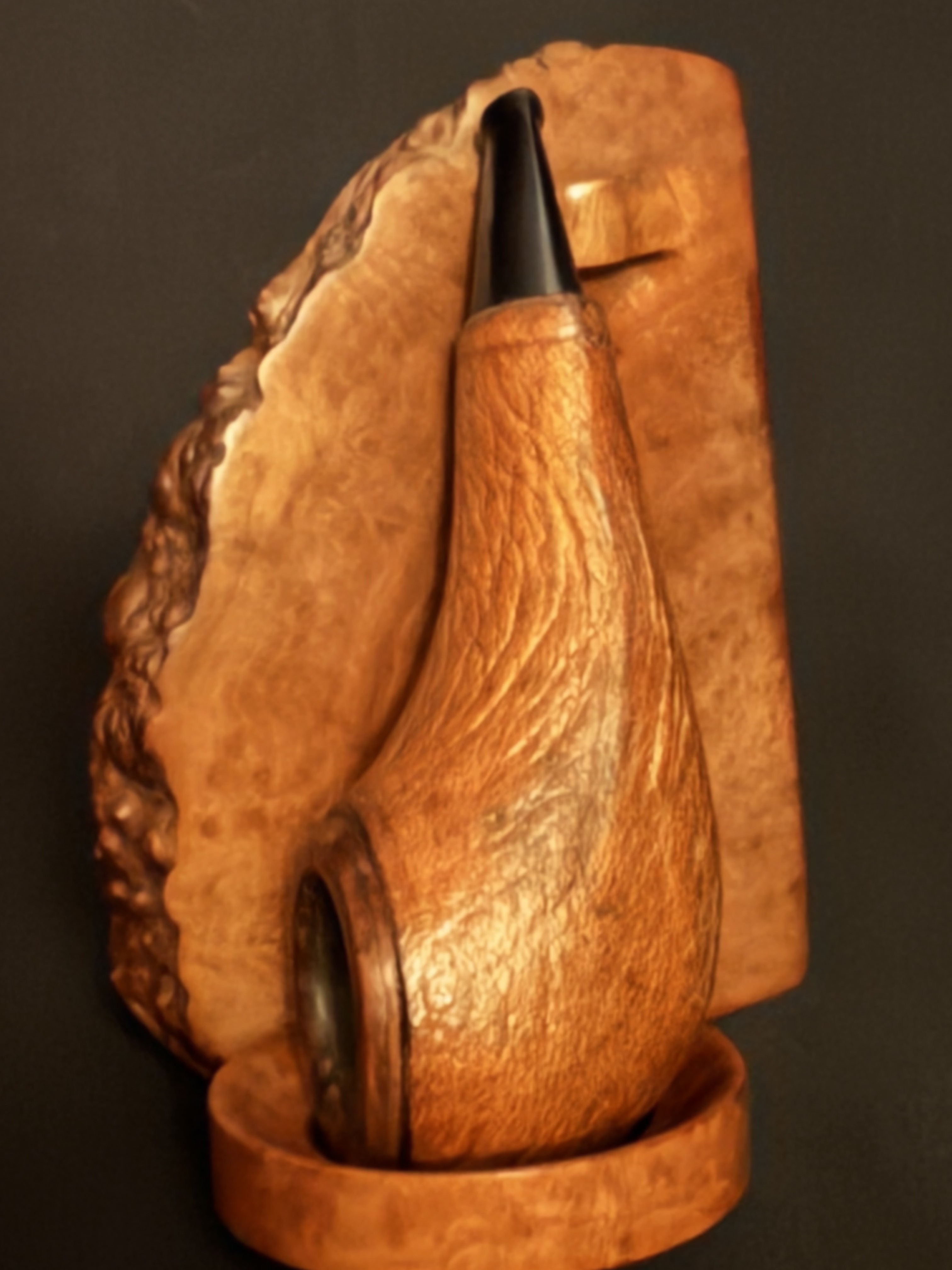 Big Ben Fishtail Bent Pipe with Tan Leather Cladding, Vulcanite Stem, Estate 2