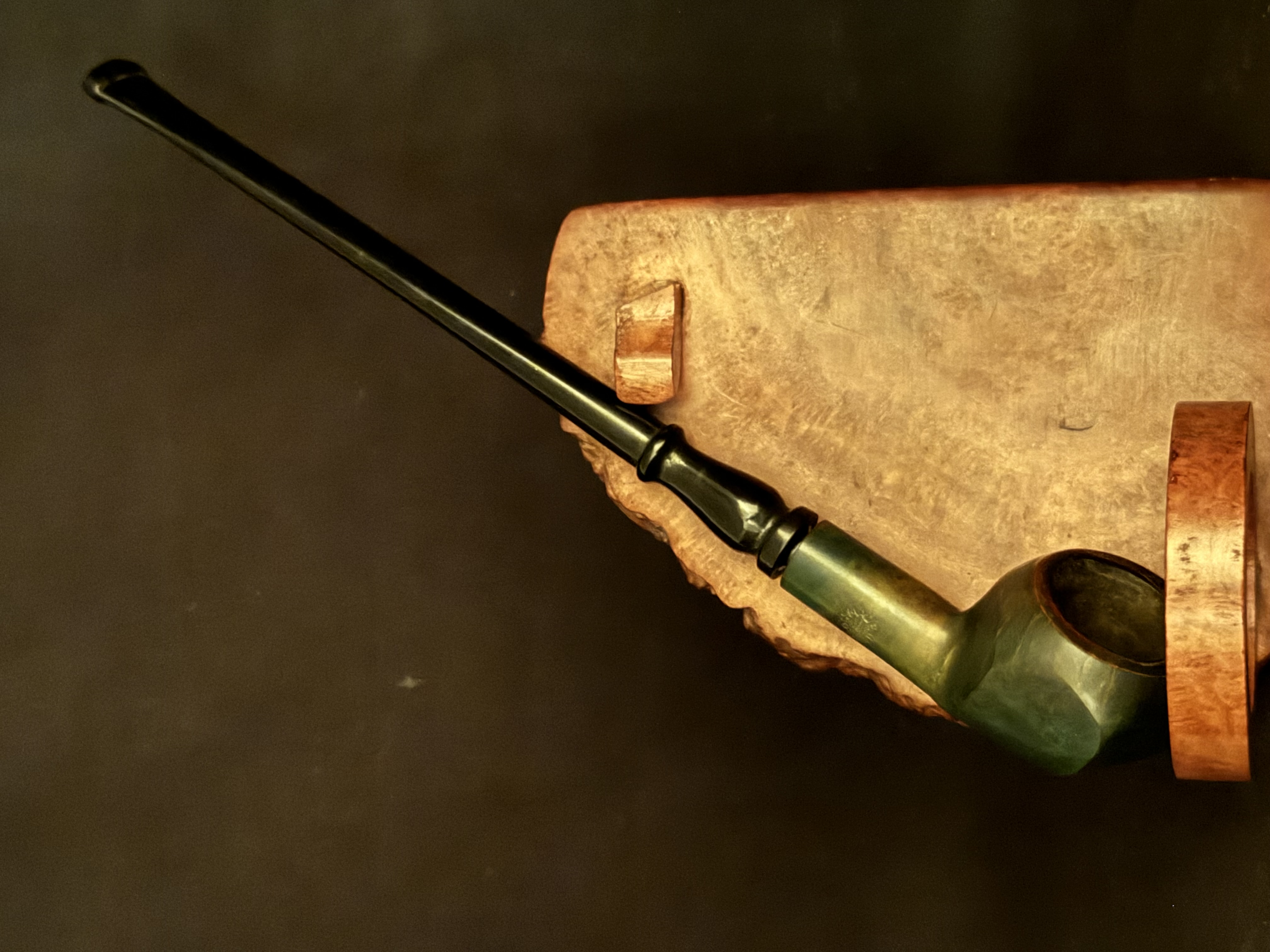 Big Ben Made in Holland Mini Churchwarden Smooth Green Vulcanite Fishtail Estate Pipe 2