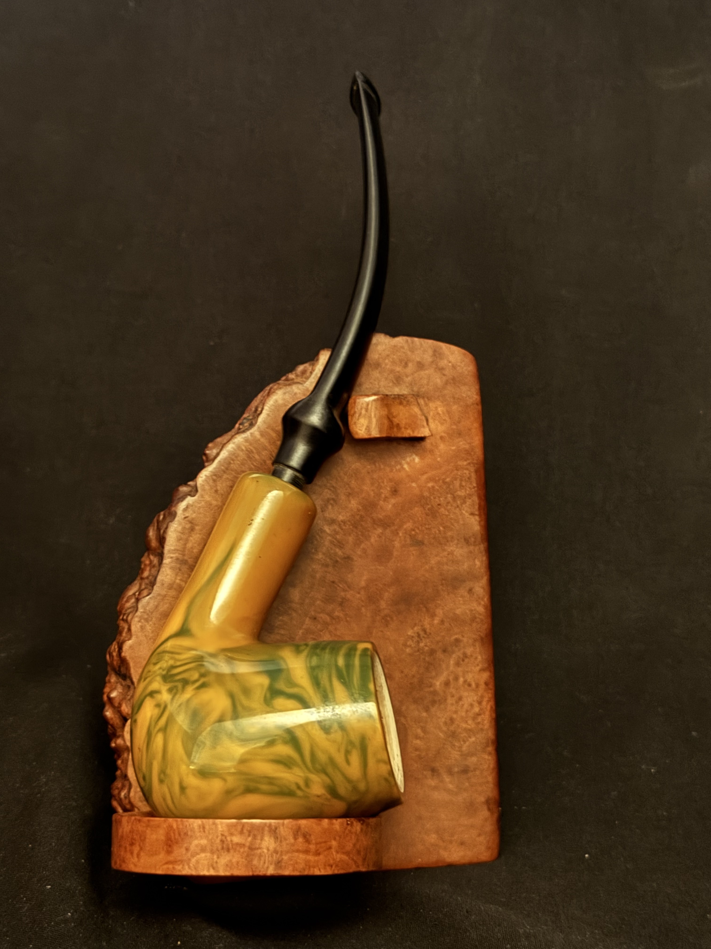 Big Ben Smooth Bent Billiard Meerschaum Bowl Insert Vulcanite Stem Estate Pipe 2