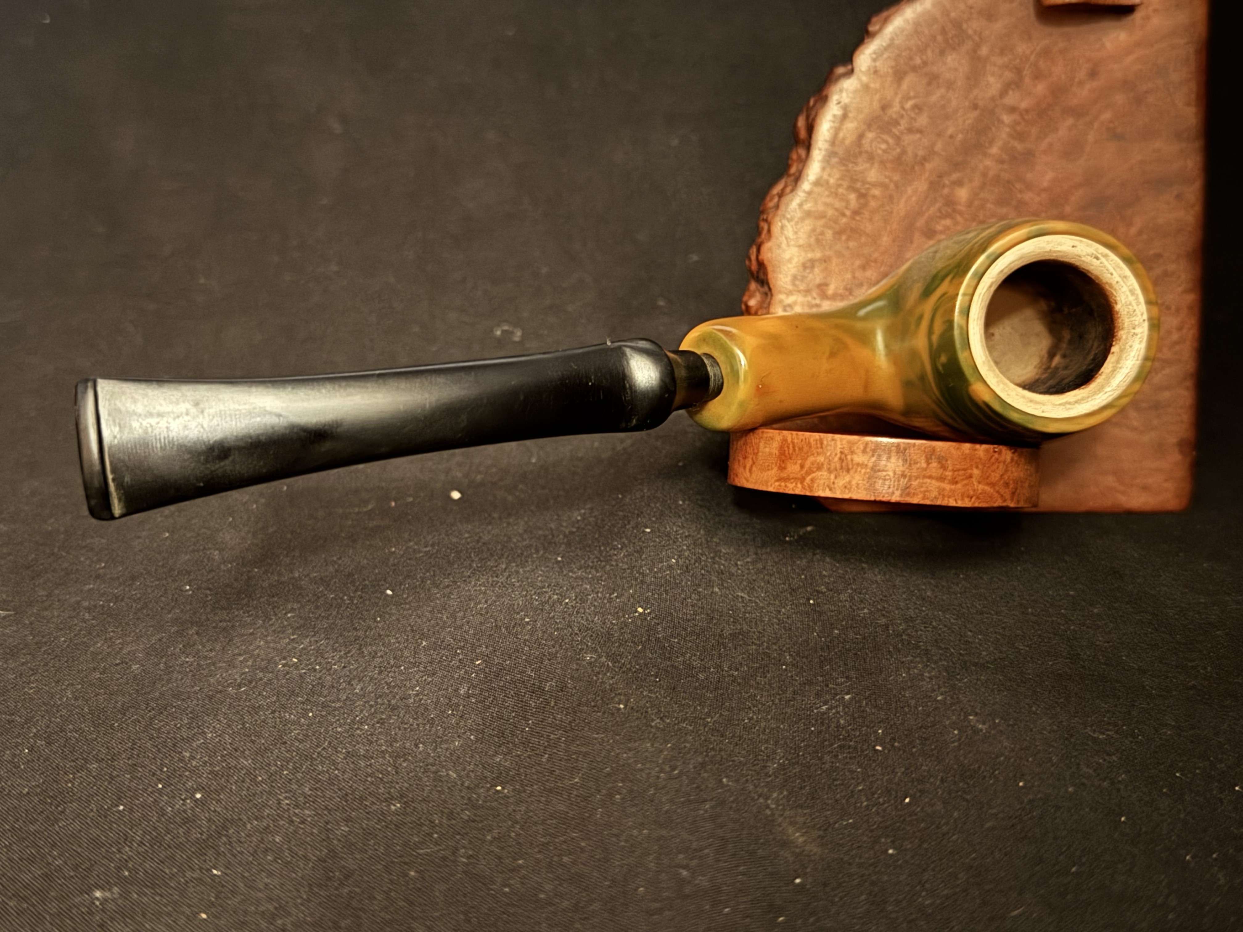 Big Ben Smooth Bent Billiard Meerschaum Bowl Insert Vulcanite Stem Estate Pipe 5