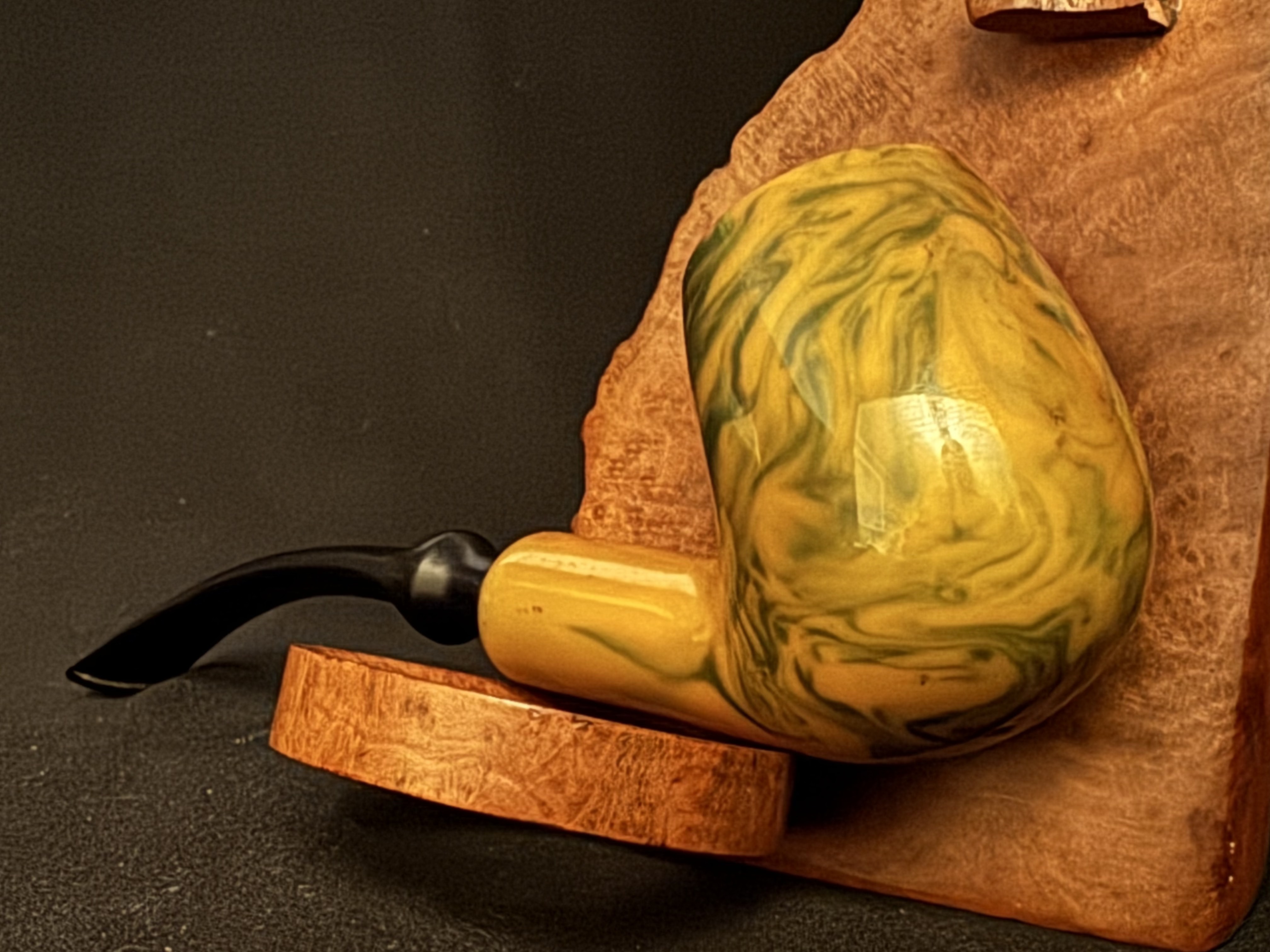 Big Ben Smooth Bent Billiard Meerschaum Bowl Insert Vulcanite Stem Estate Pipe 7
